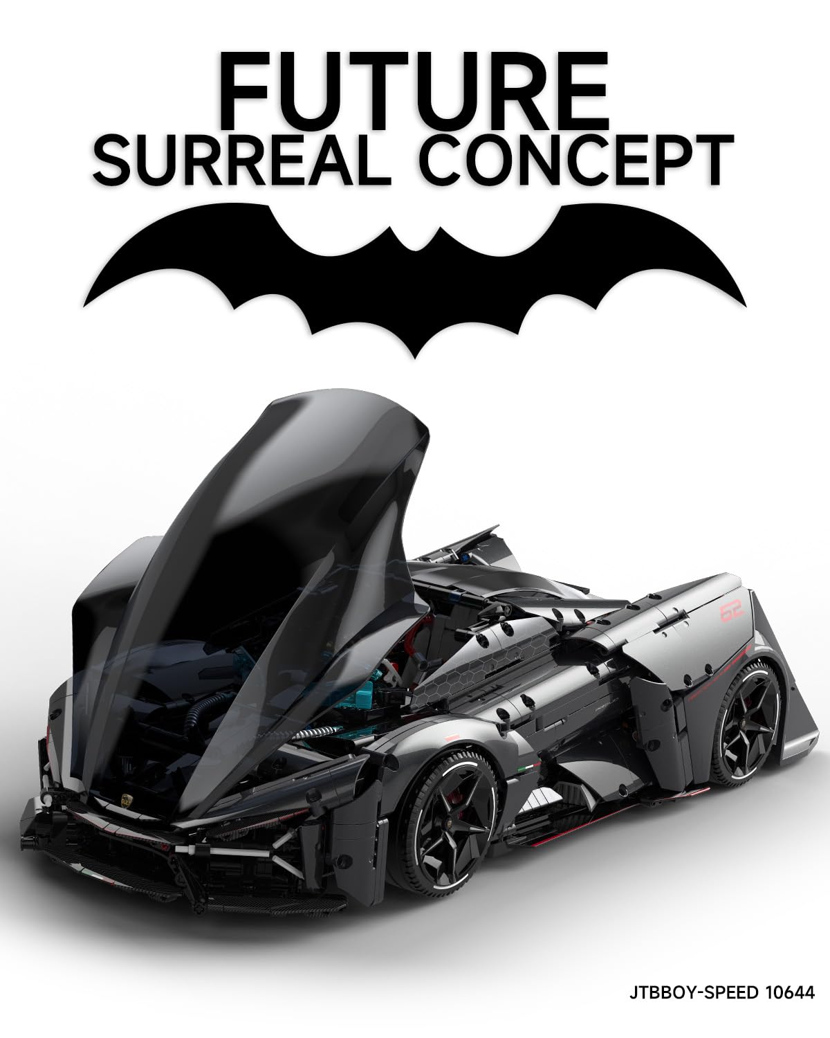 JTBBOY 1:8 Sport Building Supercar Set for Adults – 2884 Pieces, Premium Display Model Kit