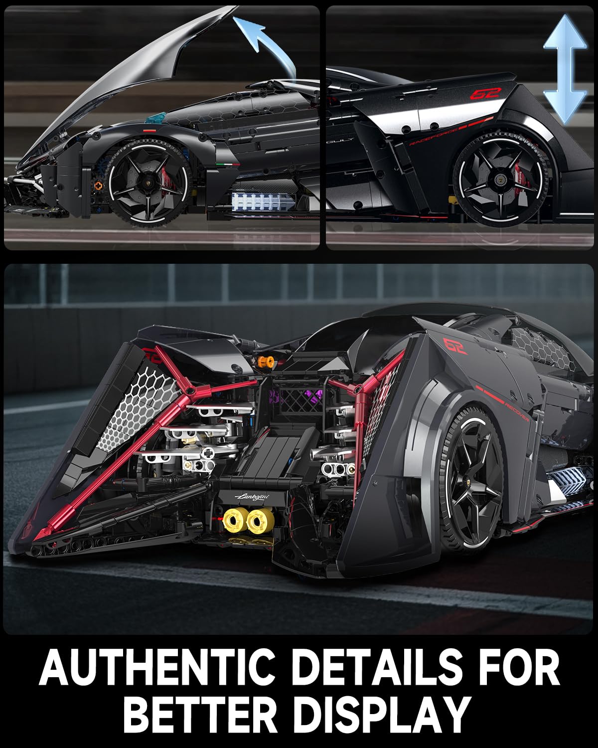 JTBBOY 1:8 Sport Building Supercar Set for Adults – 2884 Pieces, Premium Display Model Kit