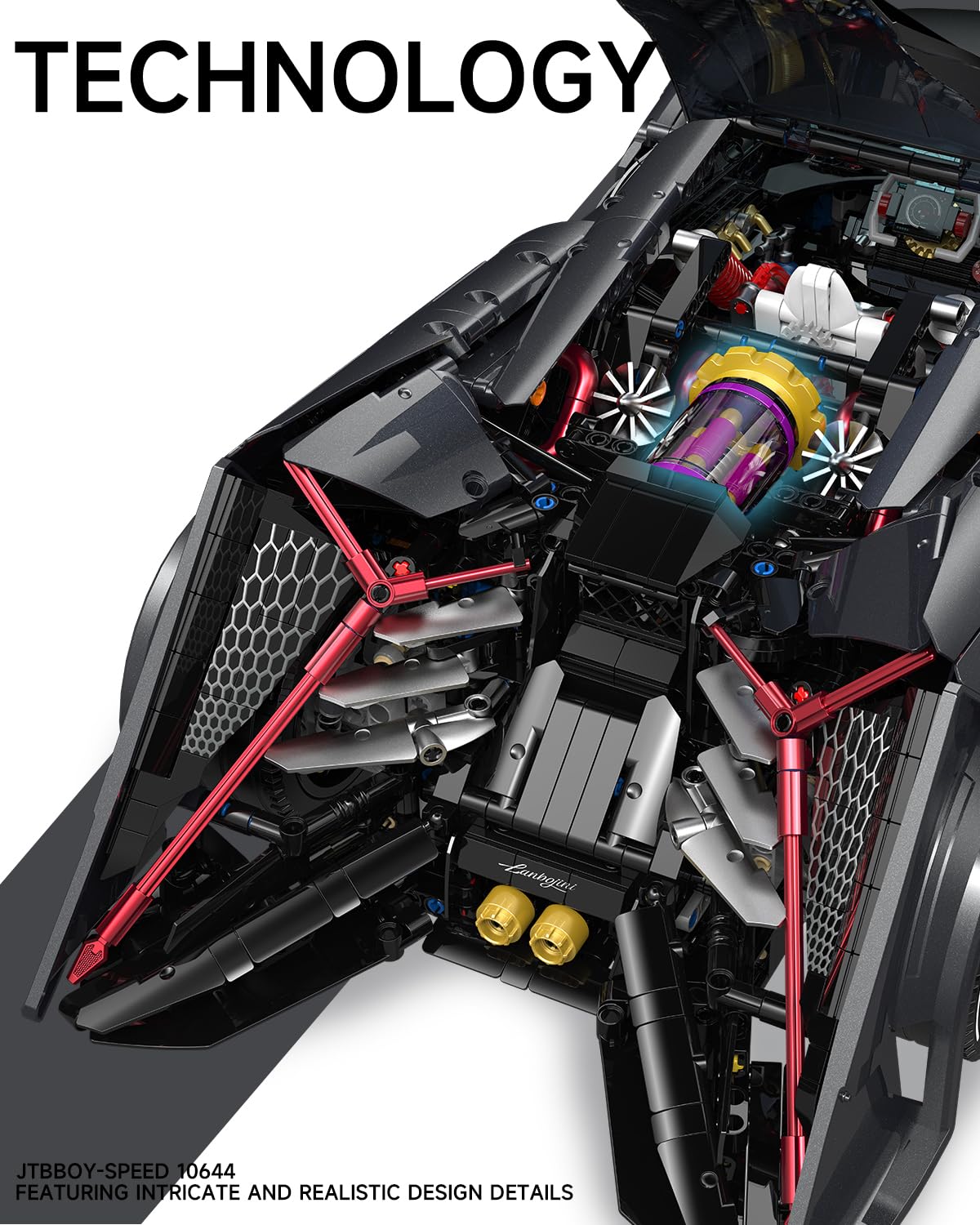 JTBBOY 1:8 Sport Building Supercar Set for Adults – 2884 Pieces, Premium Display Model Kit