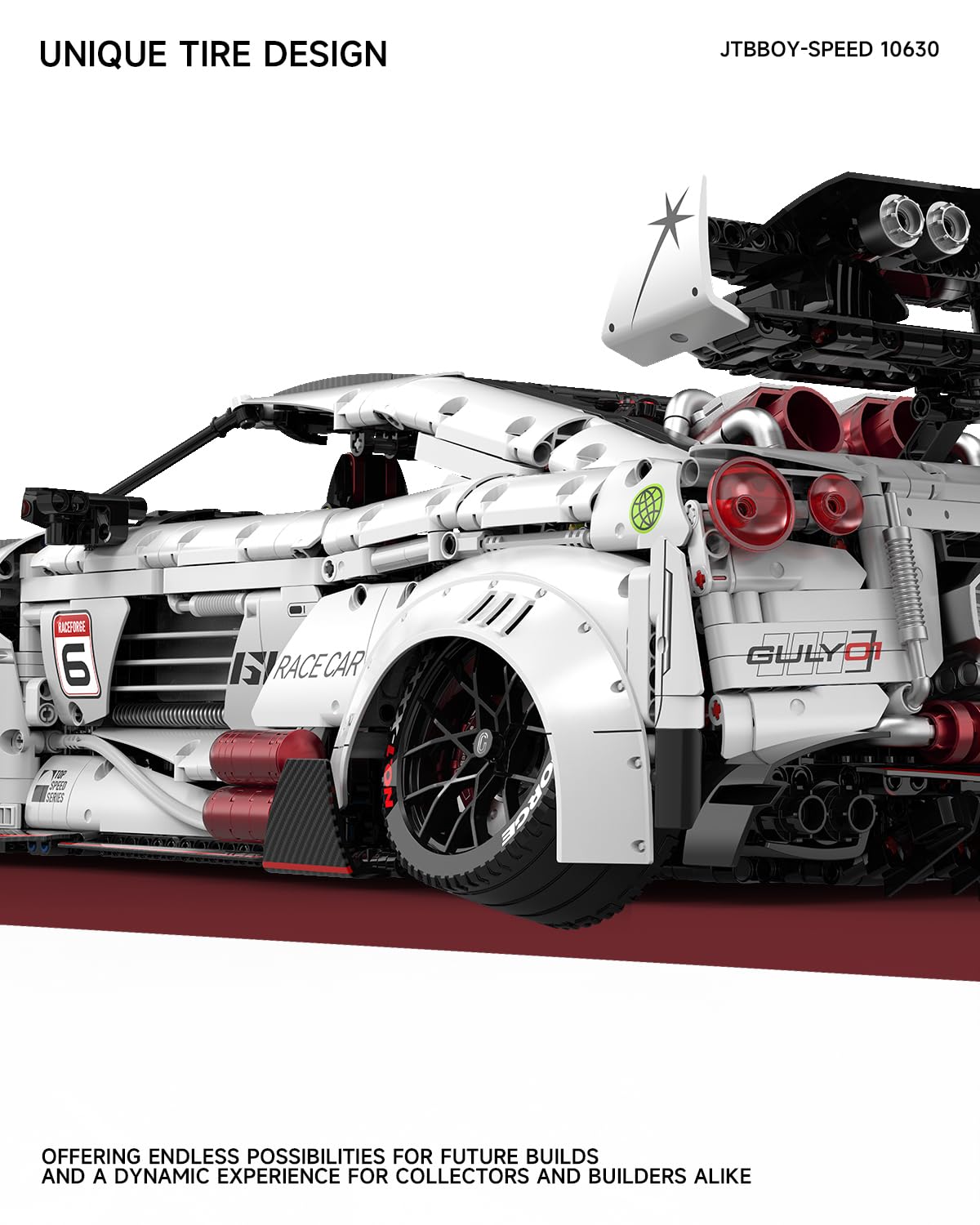 JTBBOY 1:8 Scale Race Car Kit for Adults – 3939-Piece Collectible Supercar Model