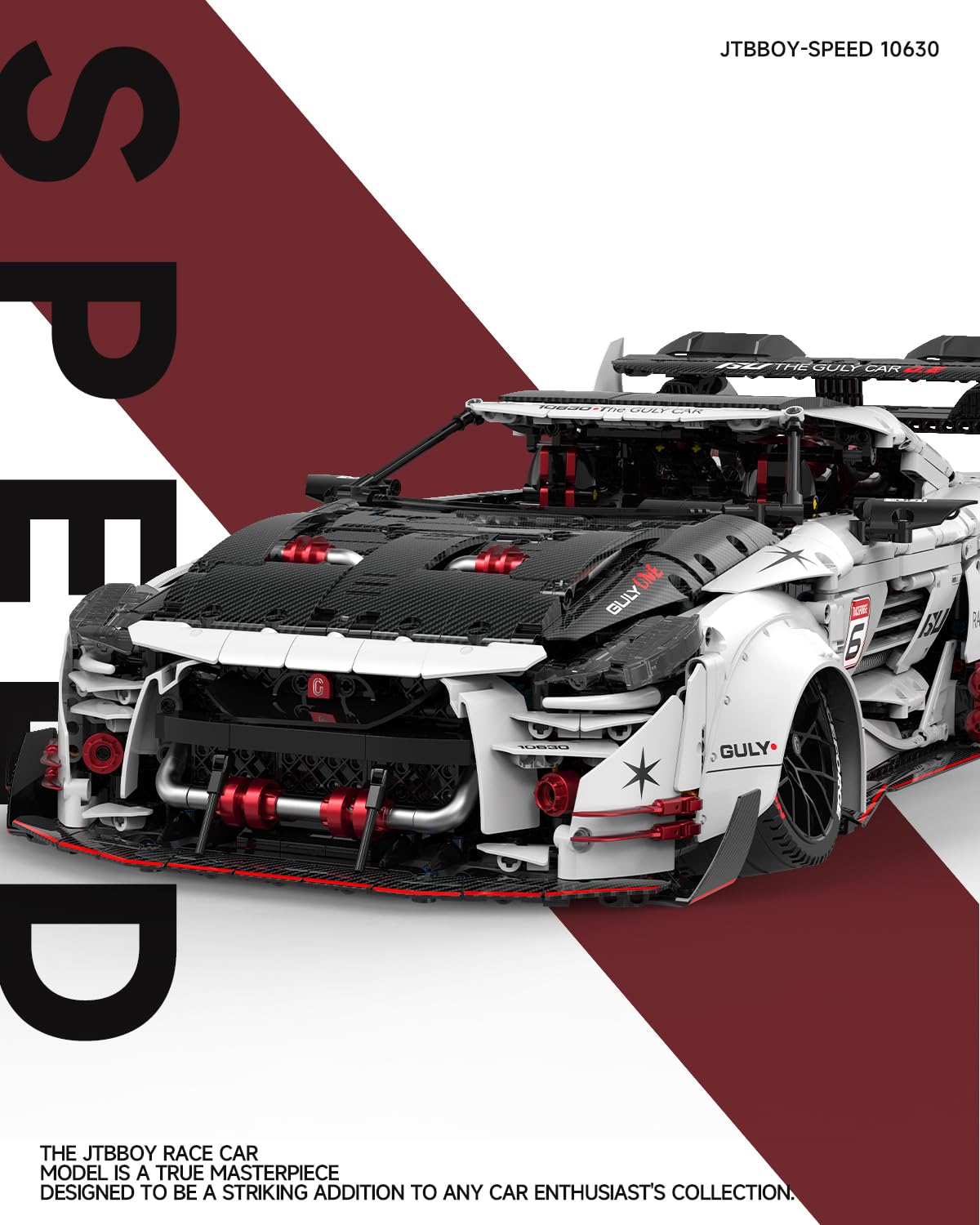 JTBBOY 1:8 Scale Race Car Kit for Adults – 3939-Piece Collectible Supercar Model
