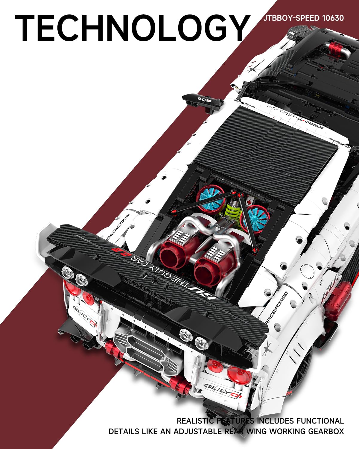 JTBBOY 1:8 Scale Race Car Kit for Adults – 3939-Piece Collectible Supercar Model