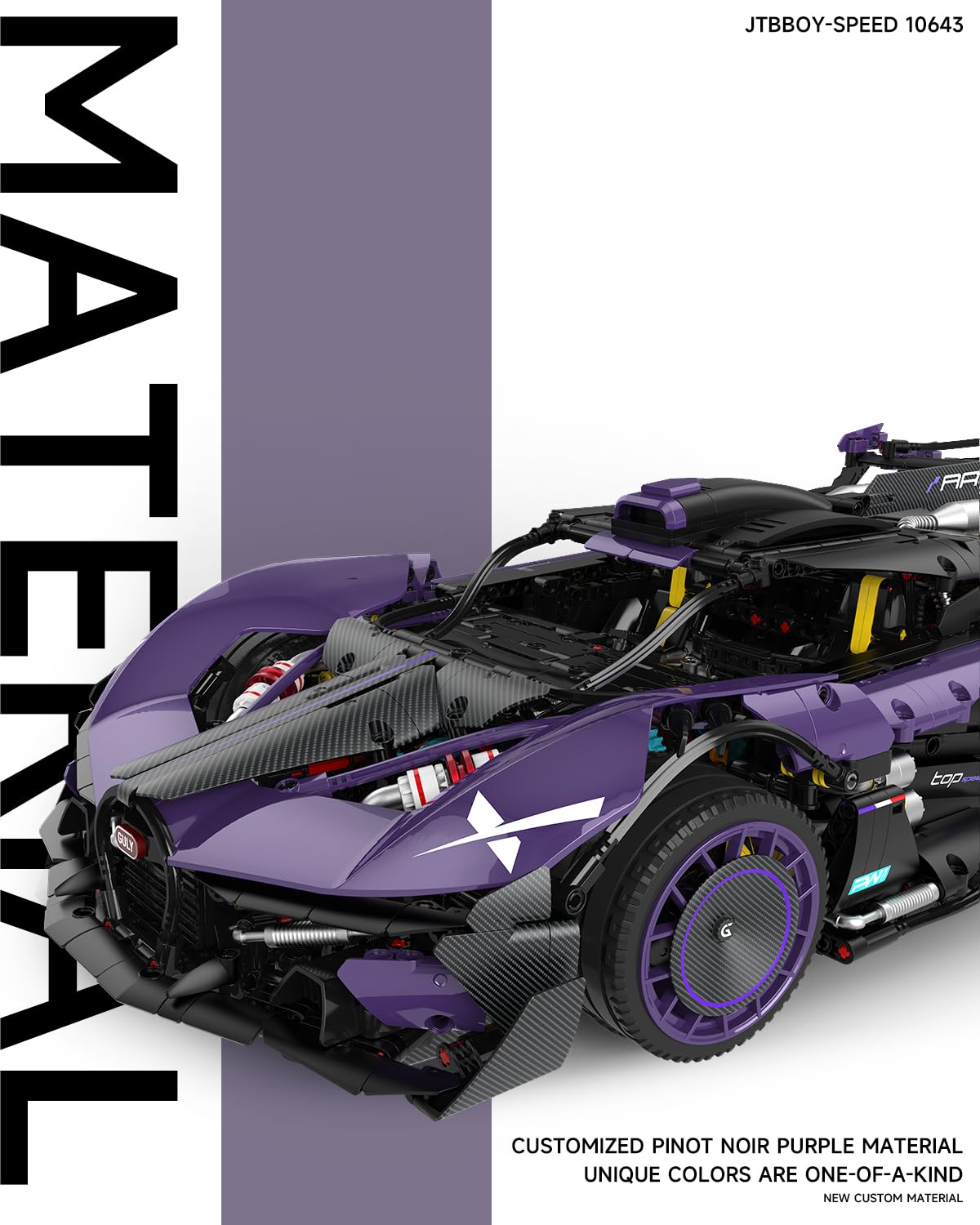 JTBBOY 1:8 Race Car Building Set for Adults – Collectible Supercar Model Kit (3332 Pieces)