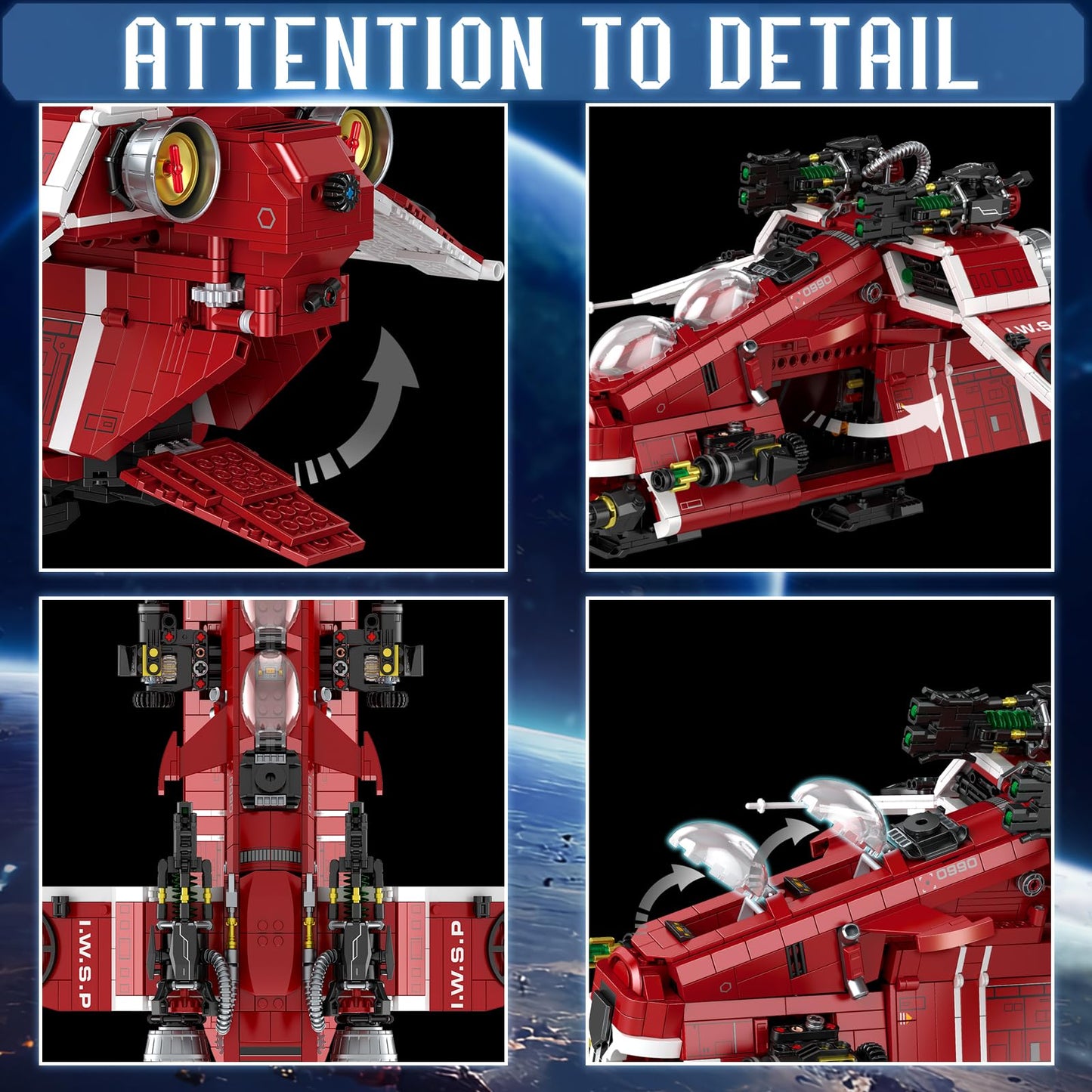 JTBBOY Restore Classic Gunship Building Blocks – 1107-Piece Collectible for Adults & Movie Fans