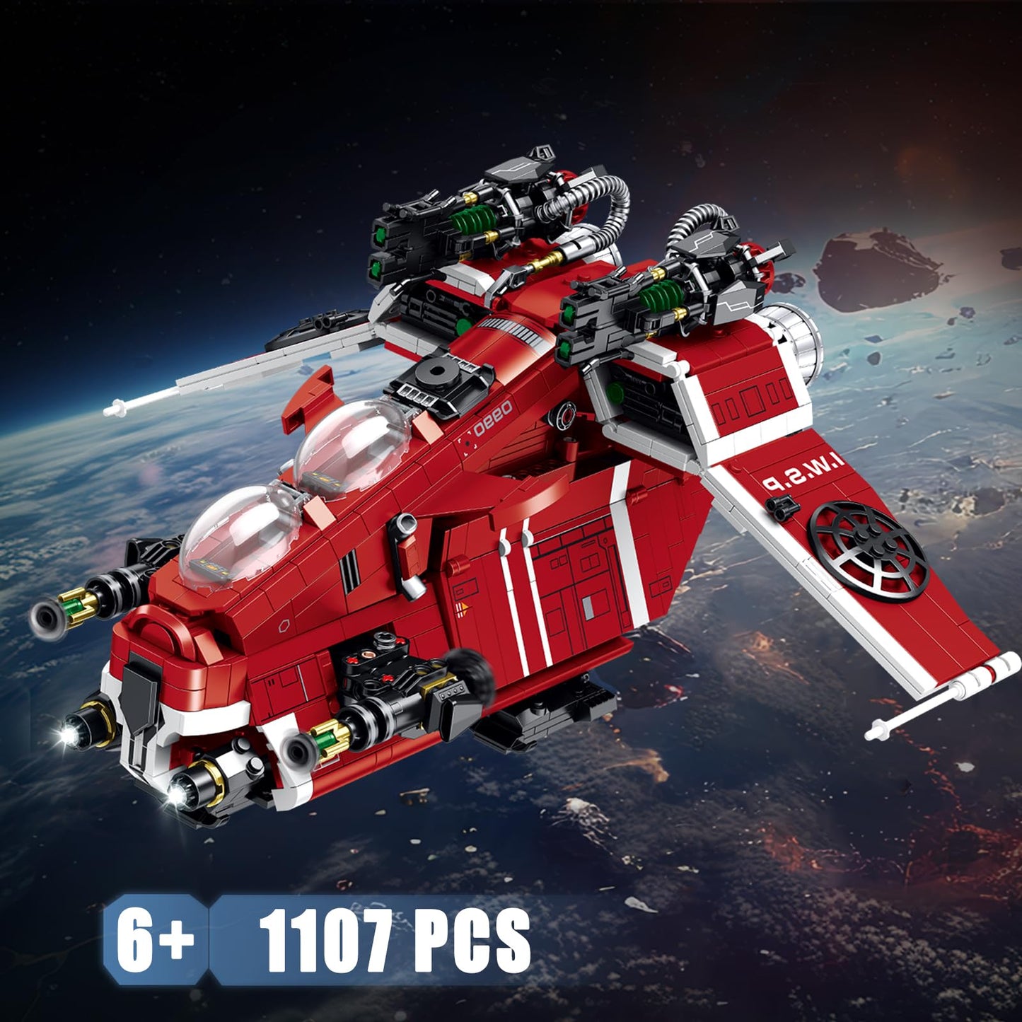 JTBBOY Restore Classic Gunship Building Blocks – 1107-Piece Collectible for Adults & Movie Fans