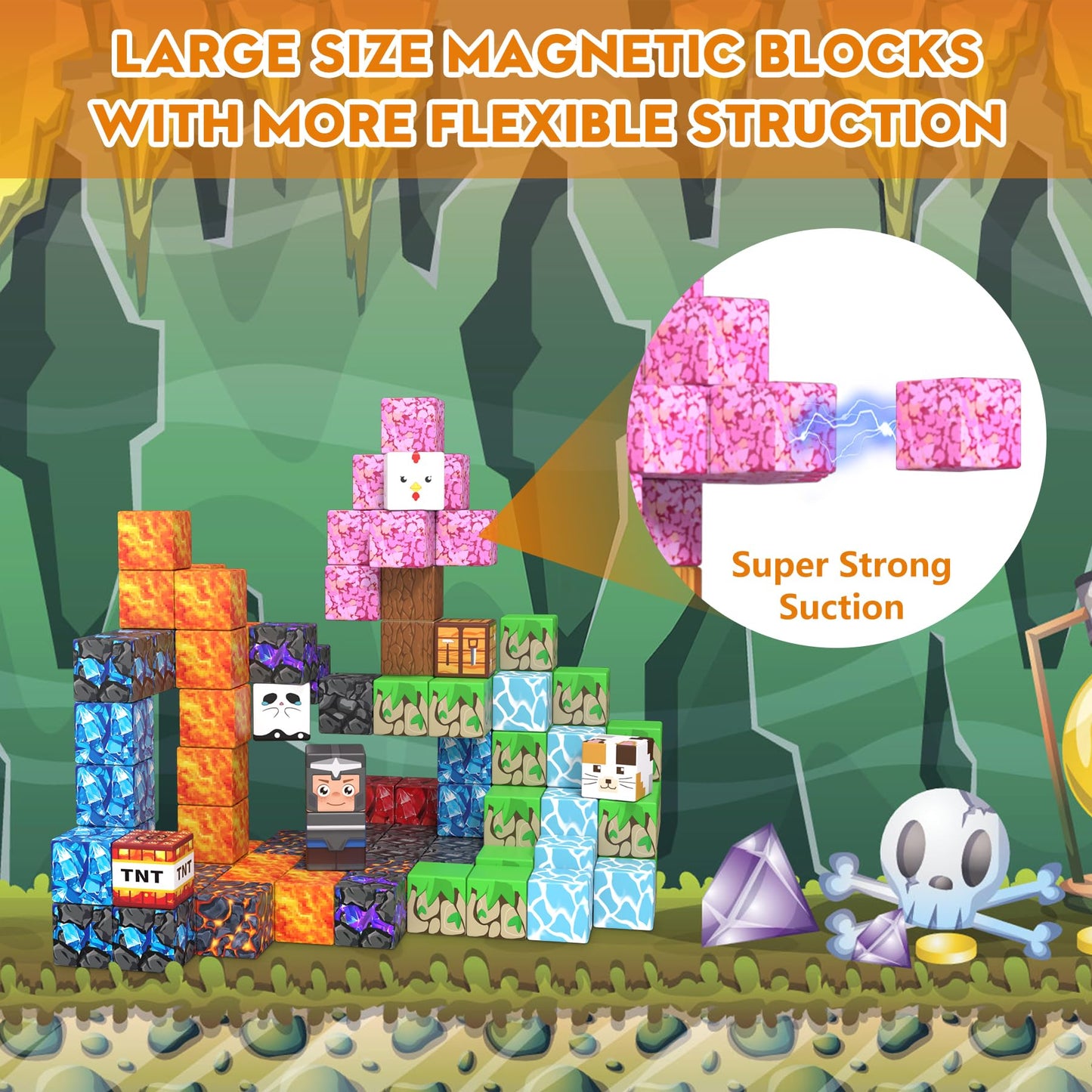 JTILEZU 150 PCS Magnetic Building Blocks – STEM Toy & Fidget Blocks for Kids