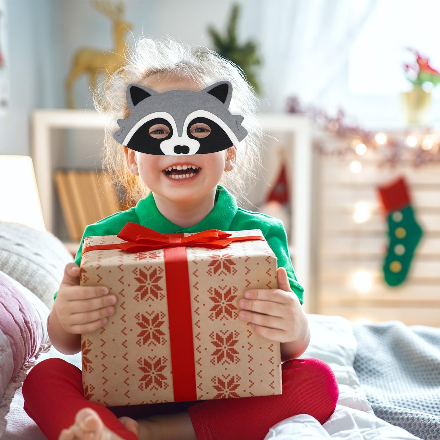 Jtnohx 10-Piece Raccoon Mask Set – Felt Animal Masks for Party & Creative Dress-Up