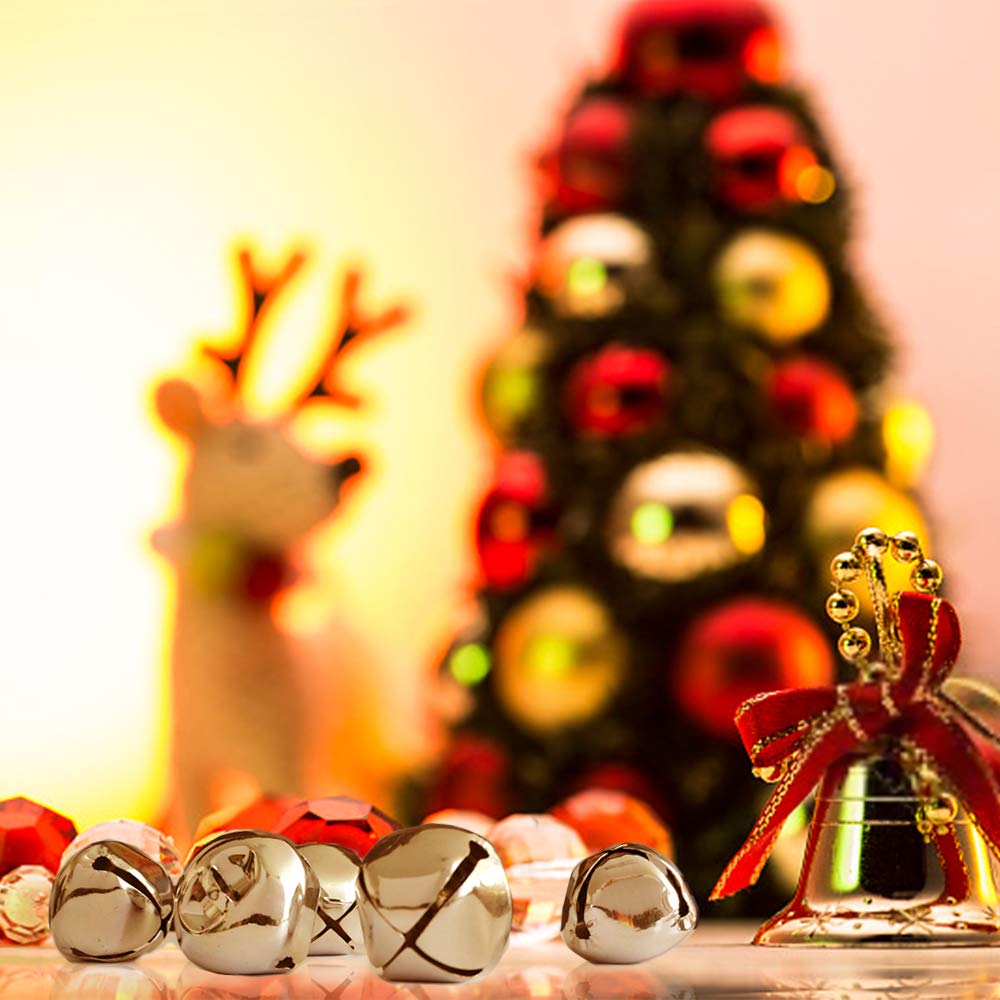 Jtshy Jumbo Silver Jingle Bells – 24 Pieces for Christmas Decor, DIY Crafts
