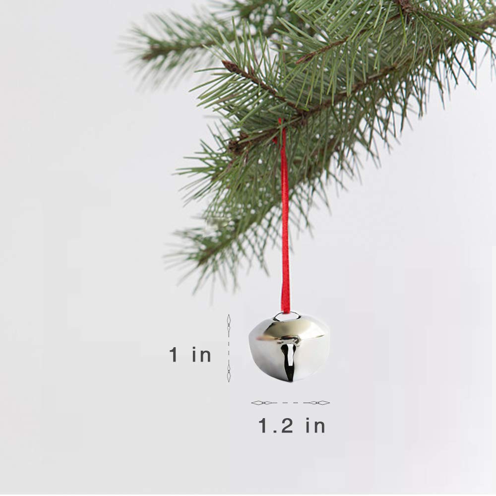 Jtshy Jumbo Silver Jingle Bells – 24 Pieces for Christmas Decor, DIY Crafts