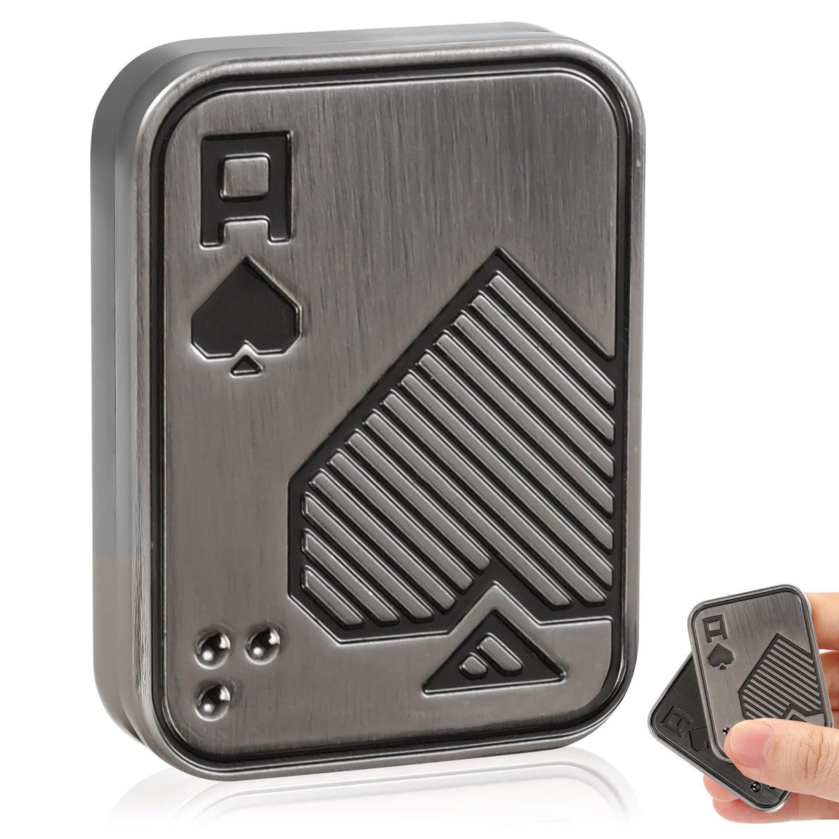 JUDIXY Fidget Slider – Metal Poker Push Card, Magnetic One-Direction Fidget Toy for Adults (Silver A)