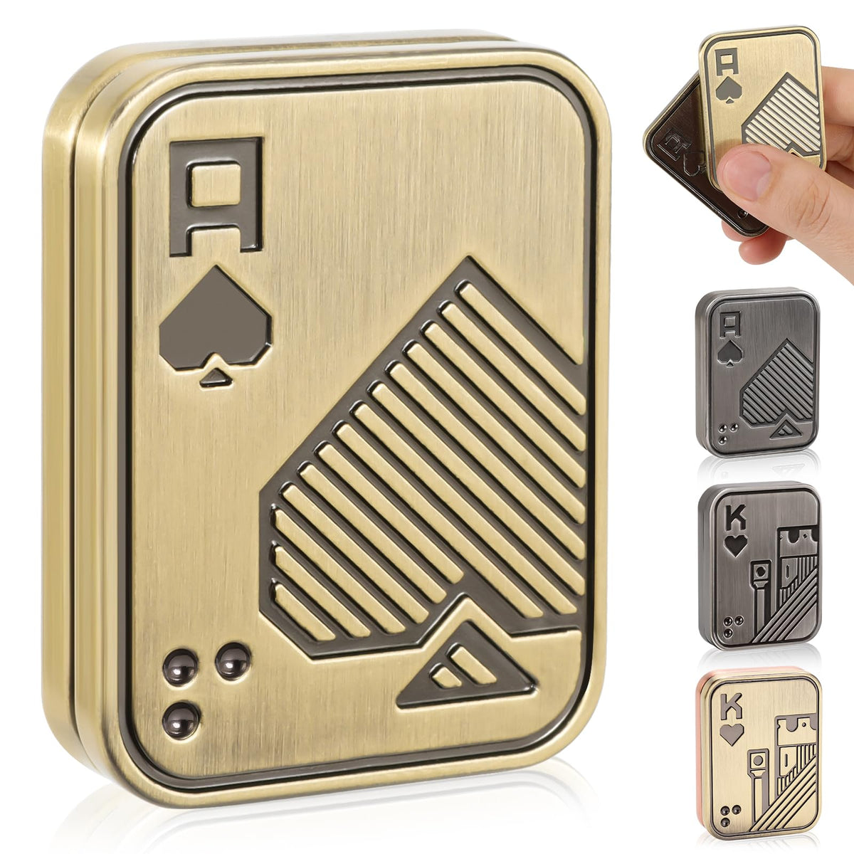 JUDIXY Fidget Slider Gold A | Metal Poker Push Card Toy for Focus