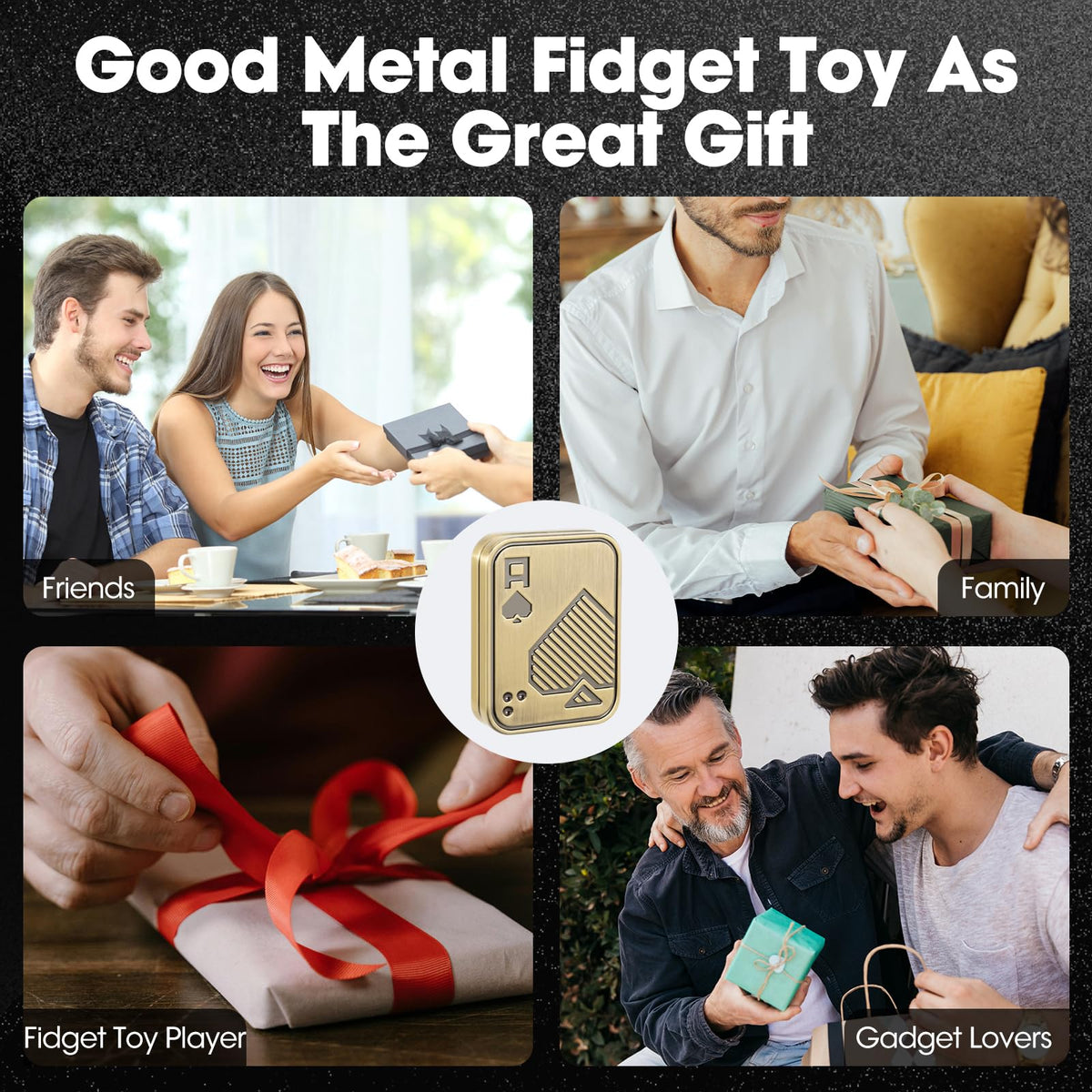 JUDIXY Fidget Slider Gold A | Metal Poker Push Card Toy for Focus