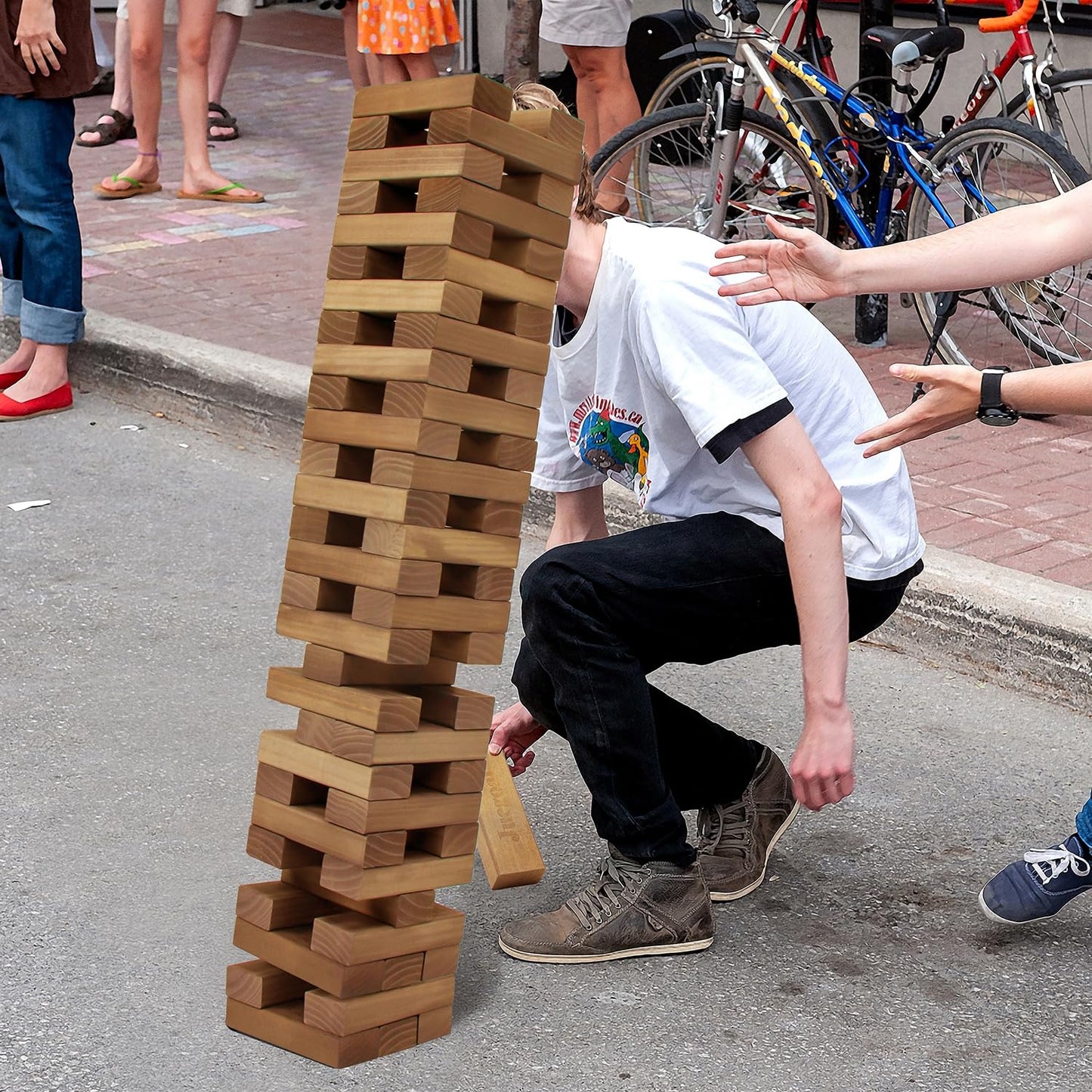 Juegoal 54-Piece Giant Tumble Tower — Wooden Block Game for Family & Outdoor Fun