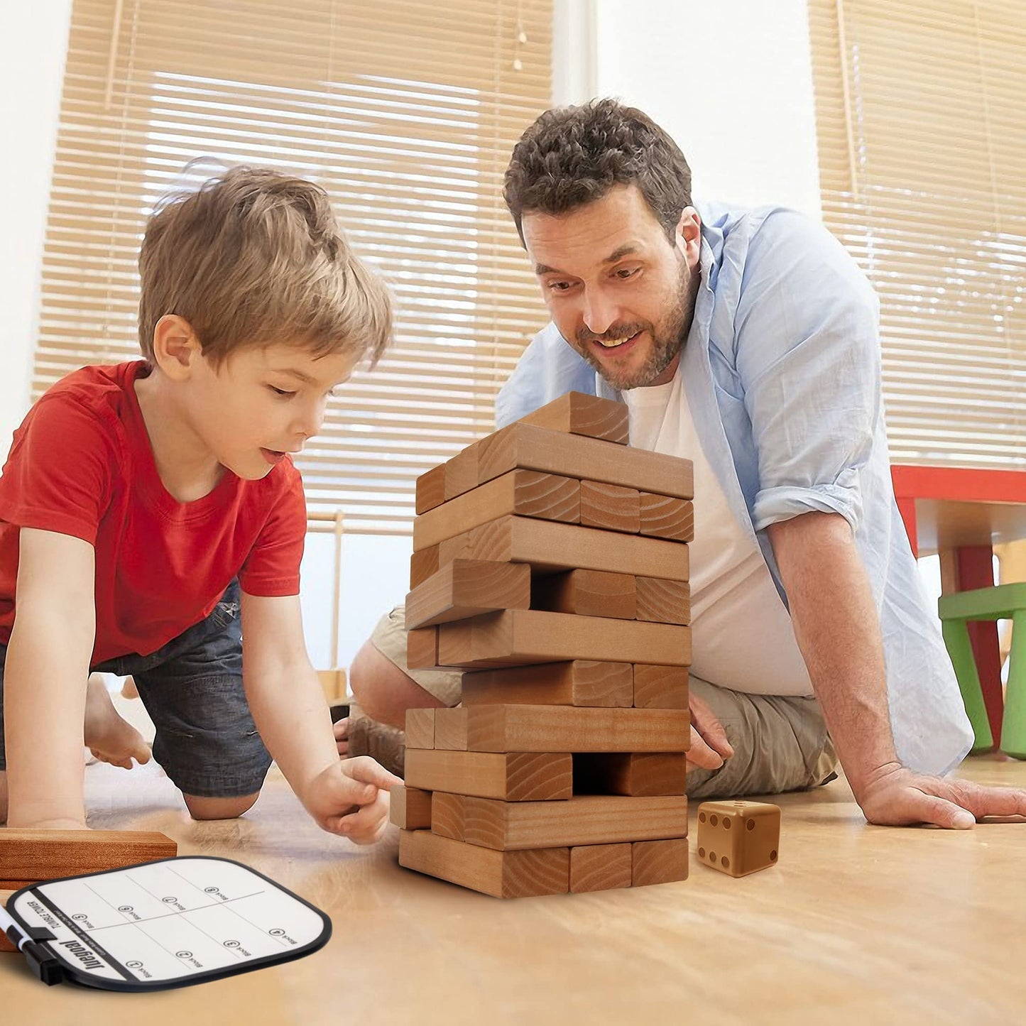 Juegoal 54-Piece Giant Tumble Tower Blocks Game | Large Wooden Stacking Set