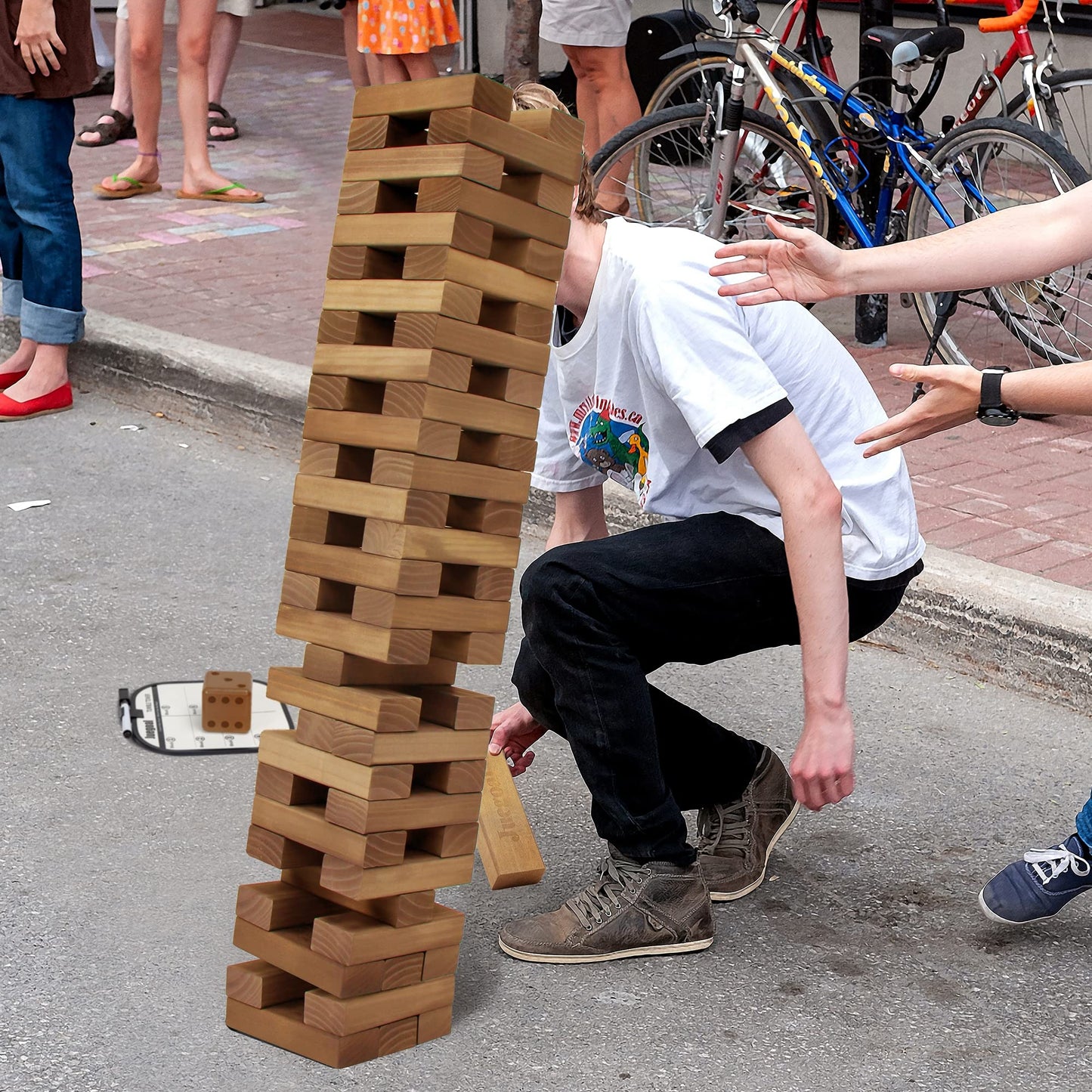 Juegoal 54-Piece Giant Tumble Tower Blocks Game | Large Wooden Stacking Set