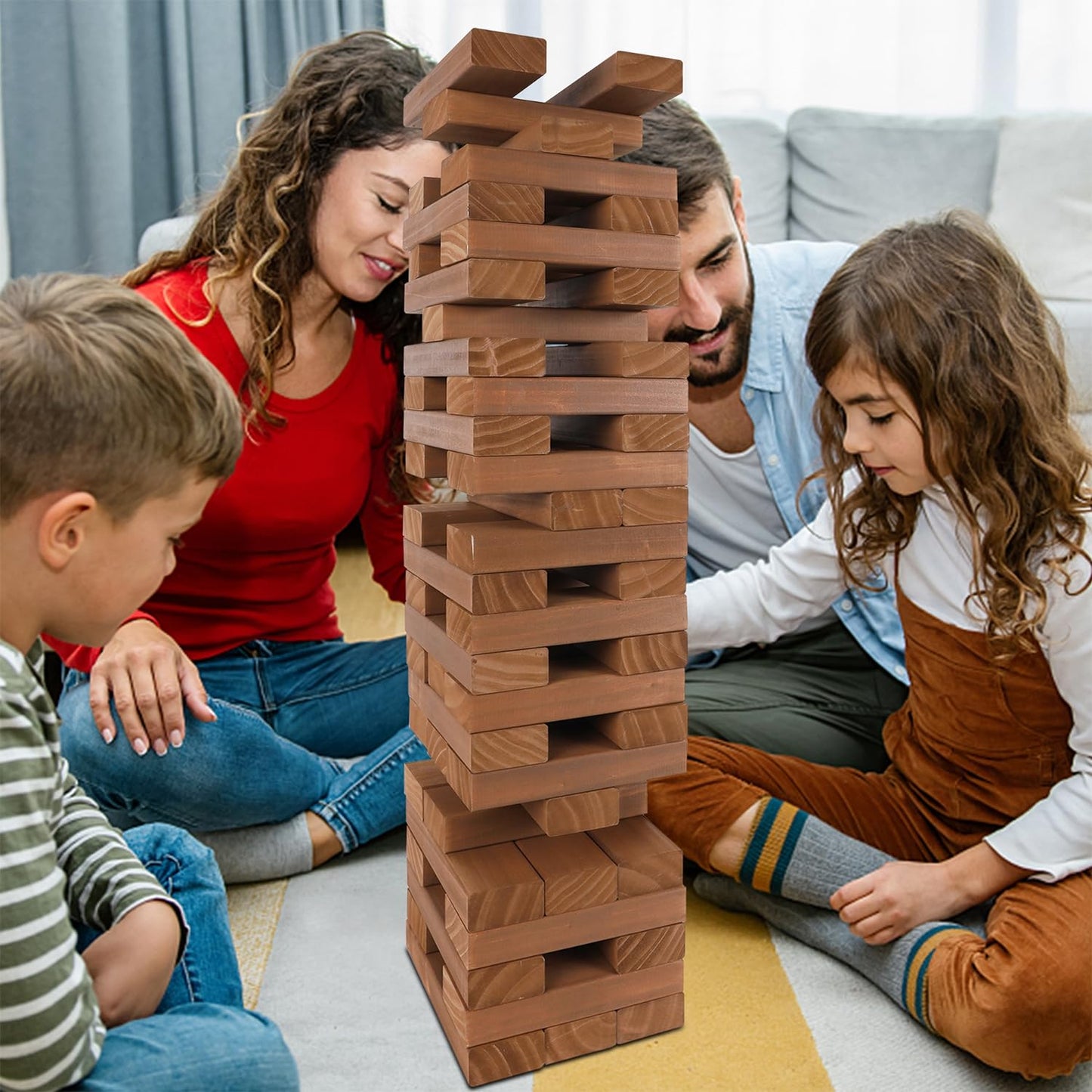 Juegoal 54-Piece Giant Tumble Tower — Wooden Block Game for Family & Outdoor Fun