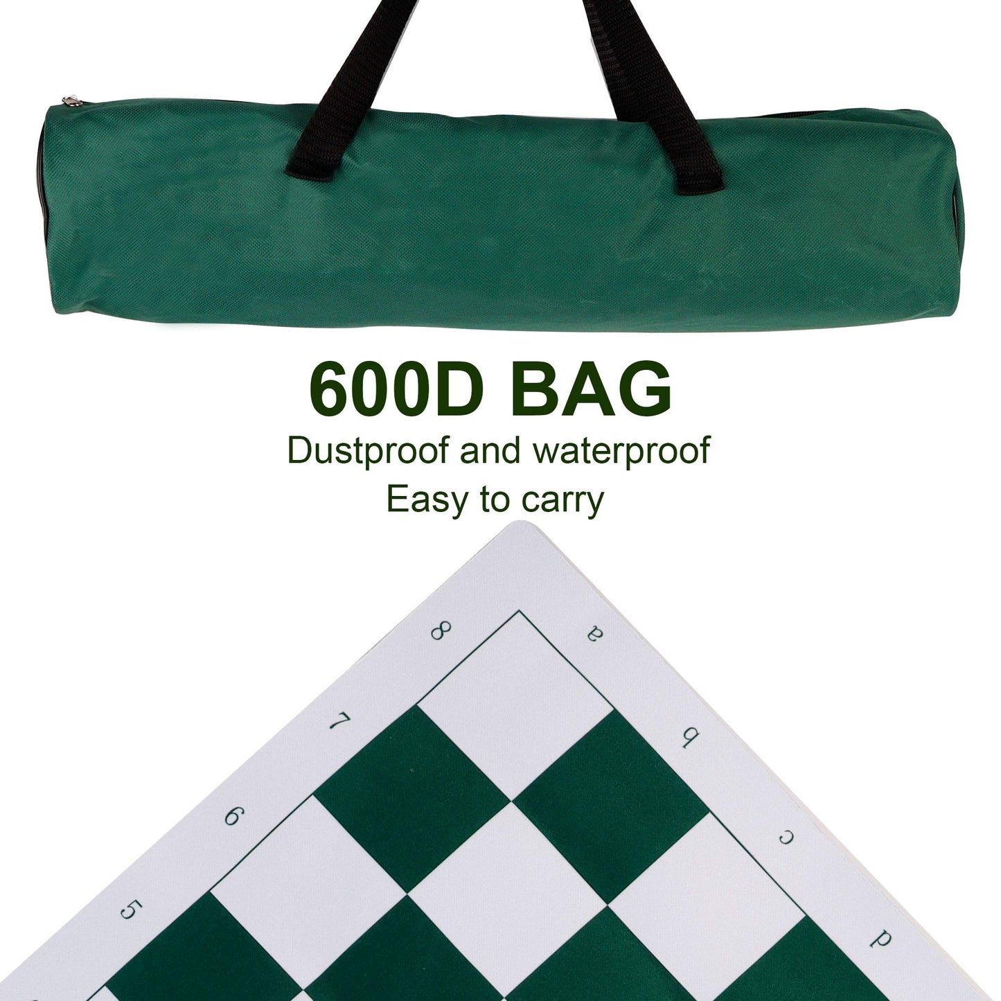 Juegoal 20" Portable Chess & Checkers Set – 2-in-1 Travel Board with Roll-Up Mat
