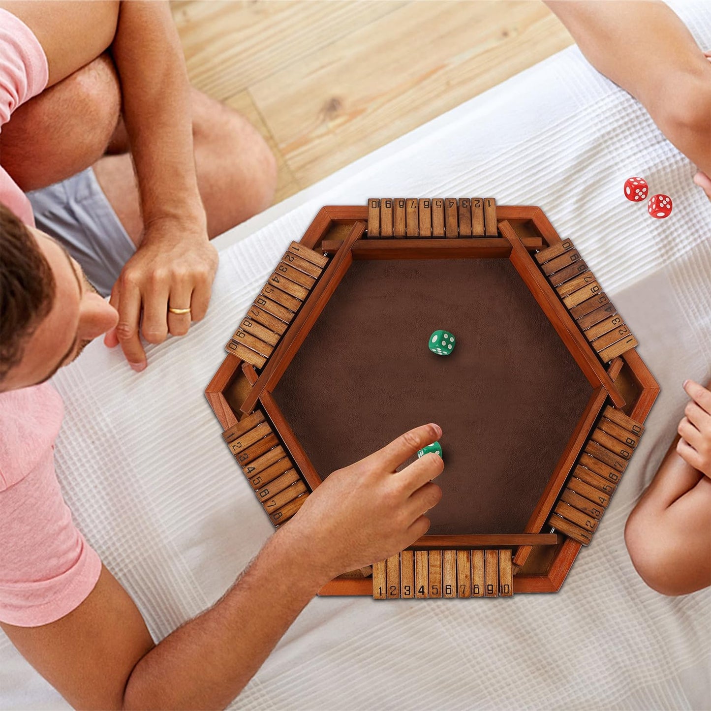 Juegoal Wooden Shut The Box Dice Game – Family Tabletop Fun for 1-6 Players