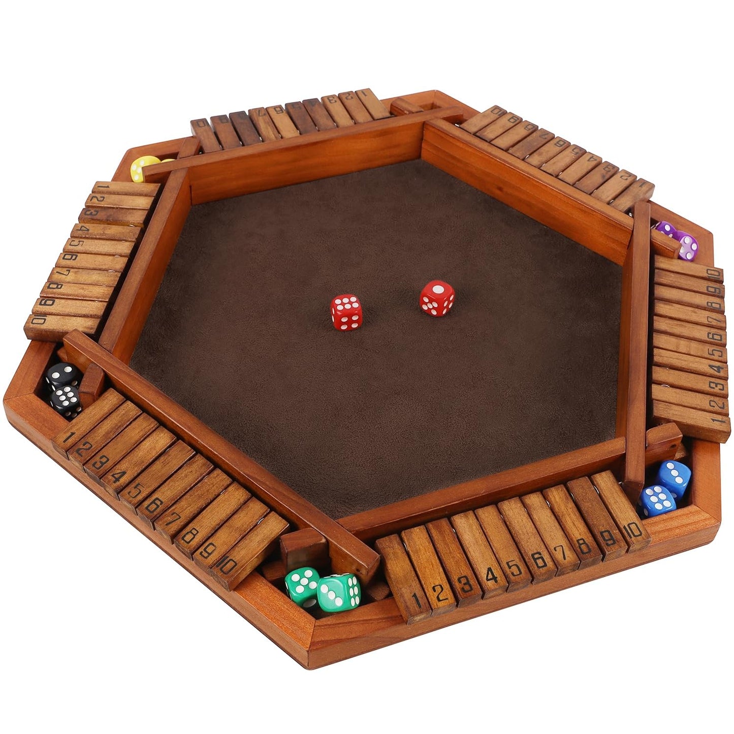 Juegoal Wooden Shut The Box Dice Game – Family Tabletop Fun for 1-6 Players