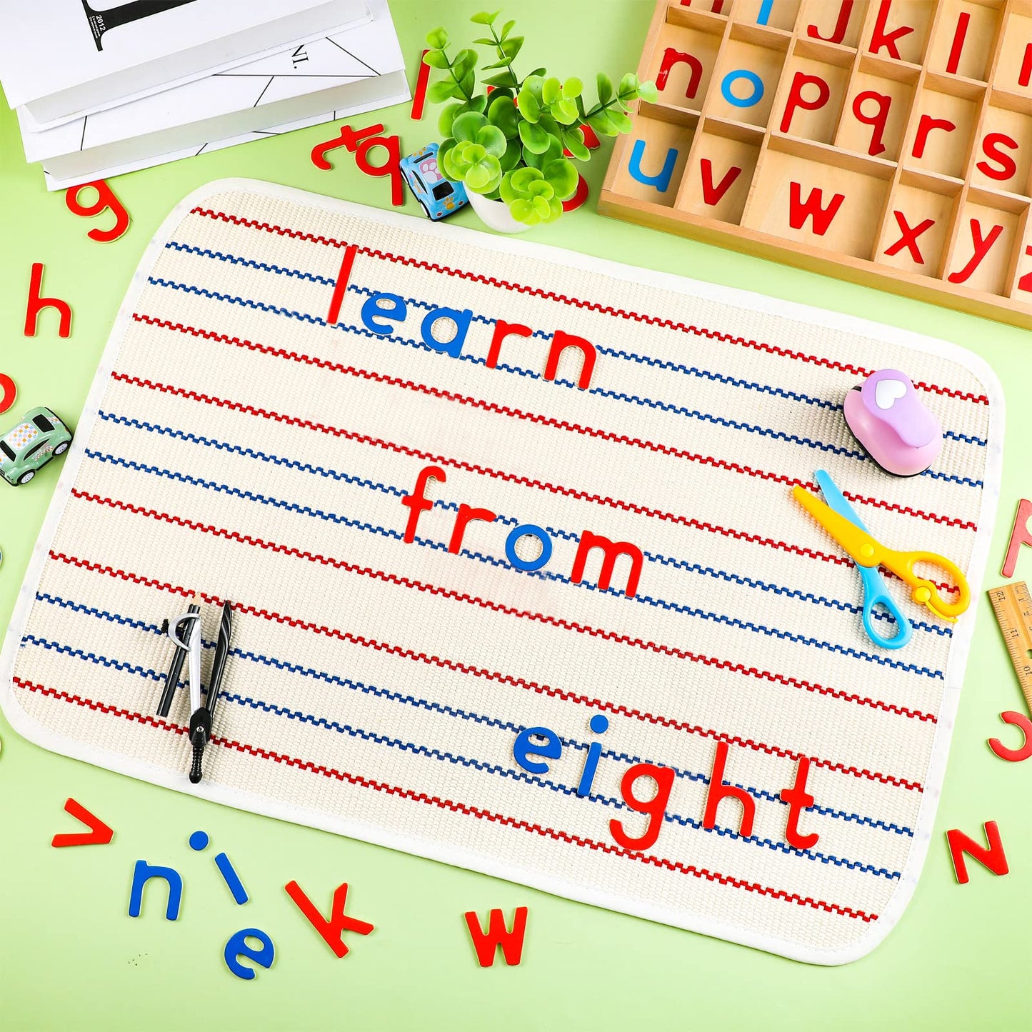 Juexica Montessori Letters Movable Wood Alphabet with Box & Large Mat | Preschool Spelling & Language Learning