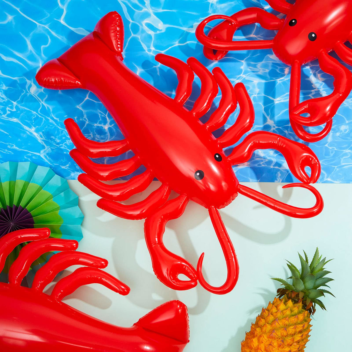 Juexica 3-Pack 20-Inch Inflatable Lobsters – Red Party Decor for Pool & Beach
