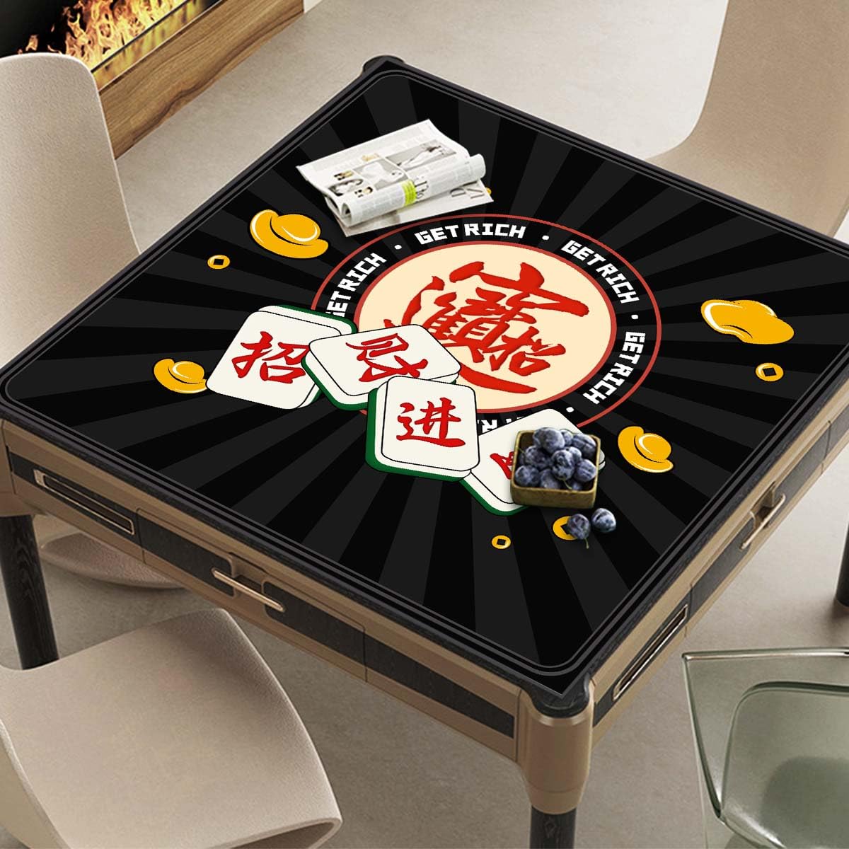 JUFORHQC Mahjong Mat – Non-Slip, Noise-Reducing Table Mat 31.5"