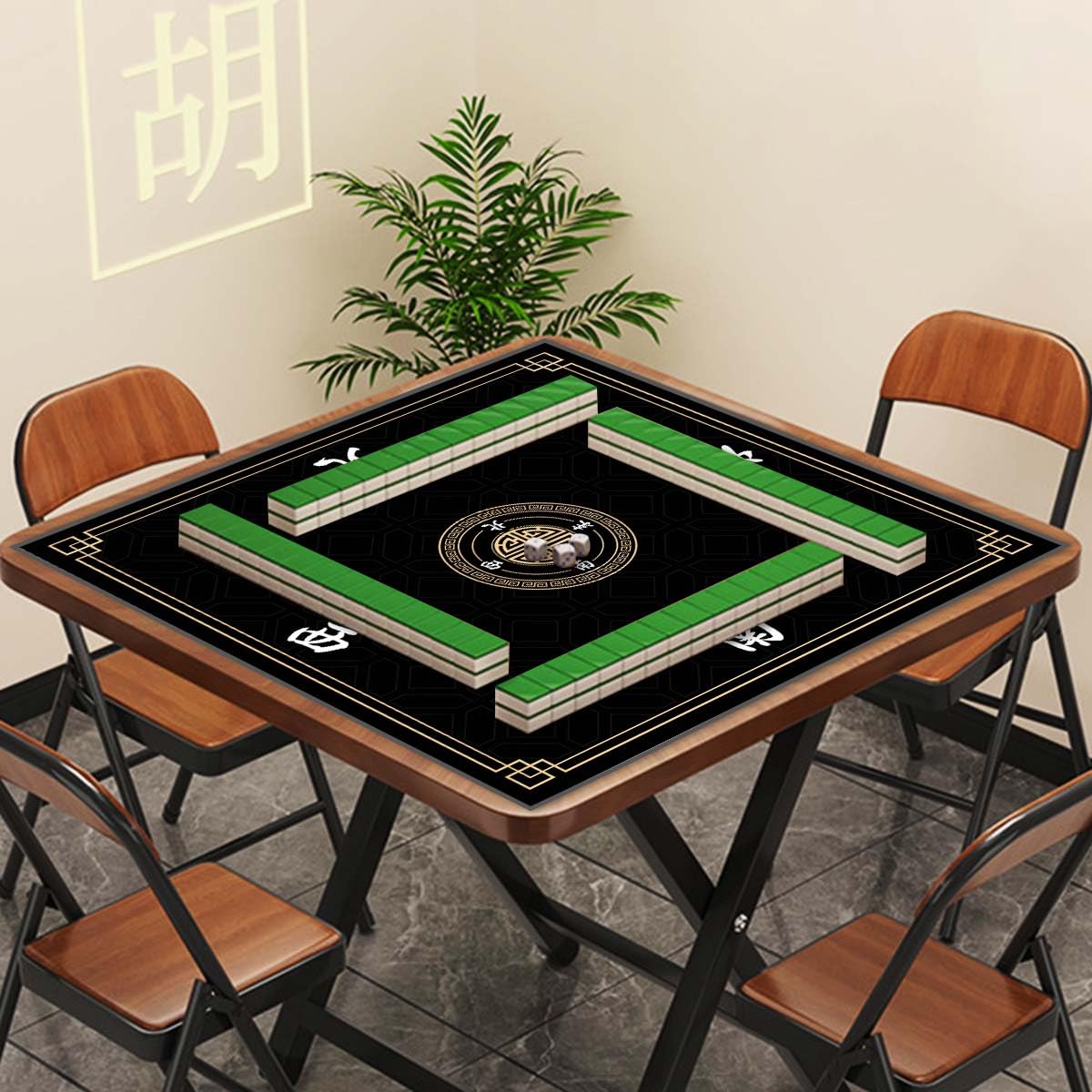 JUFORHQC Mahjong Mat - 31.5-Inch Non-Slip, Noise-Reducing Table Mat with Dual Storage