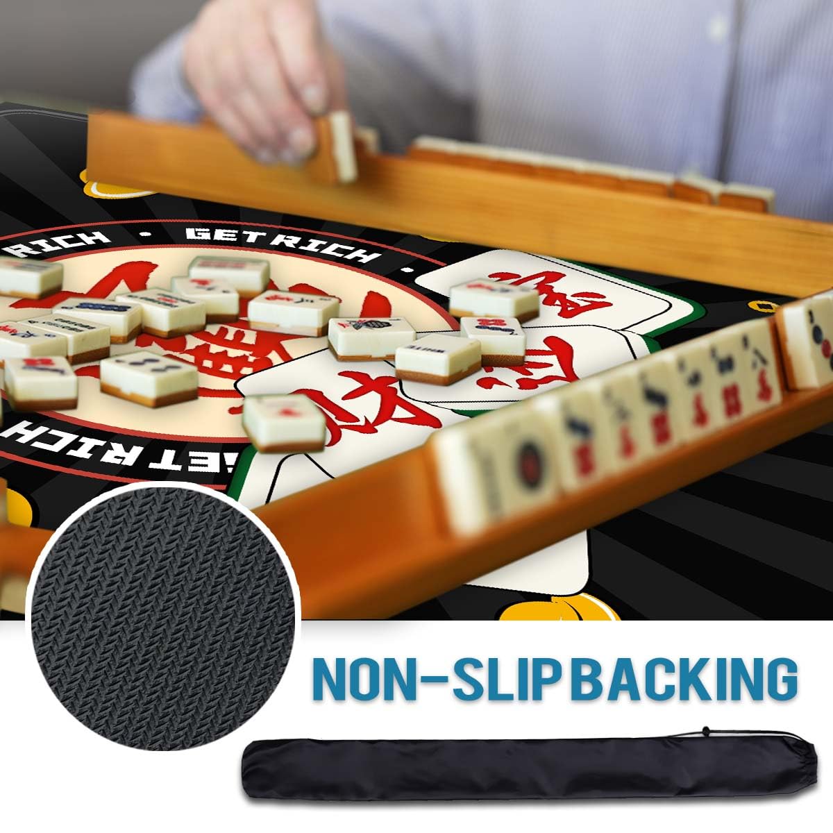 JUFORHQC Mahjong Mat – Non-Slip, Noise-Reducing Table Mat 31.5"