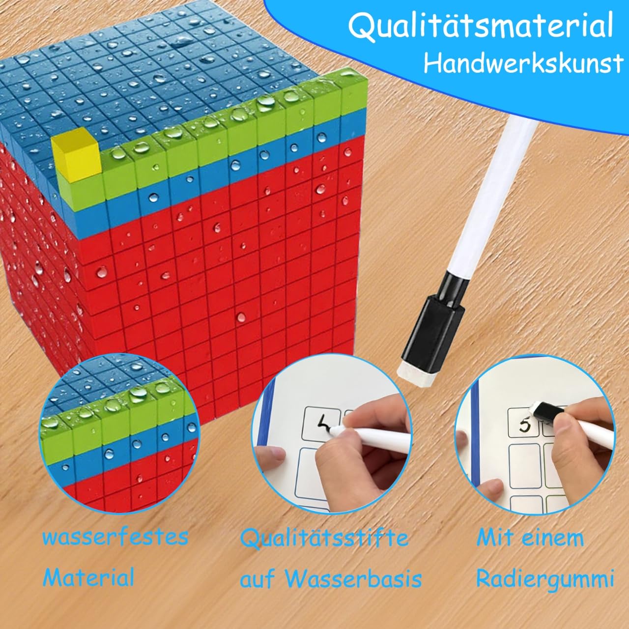 JUGGPENG Base Ten Blocks Kit – 137 Pcs Place Value Math Cubes for K-4