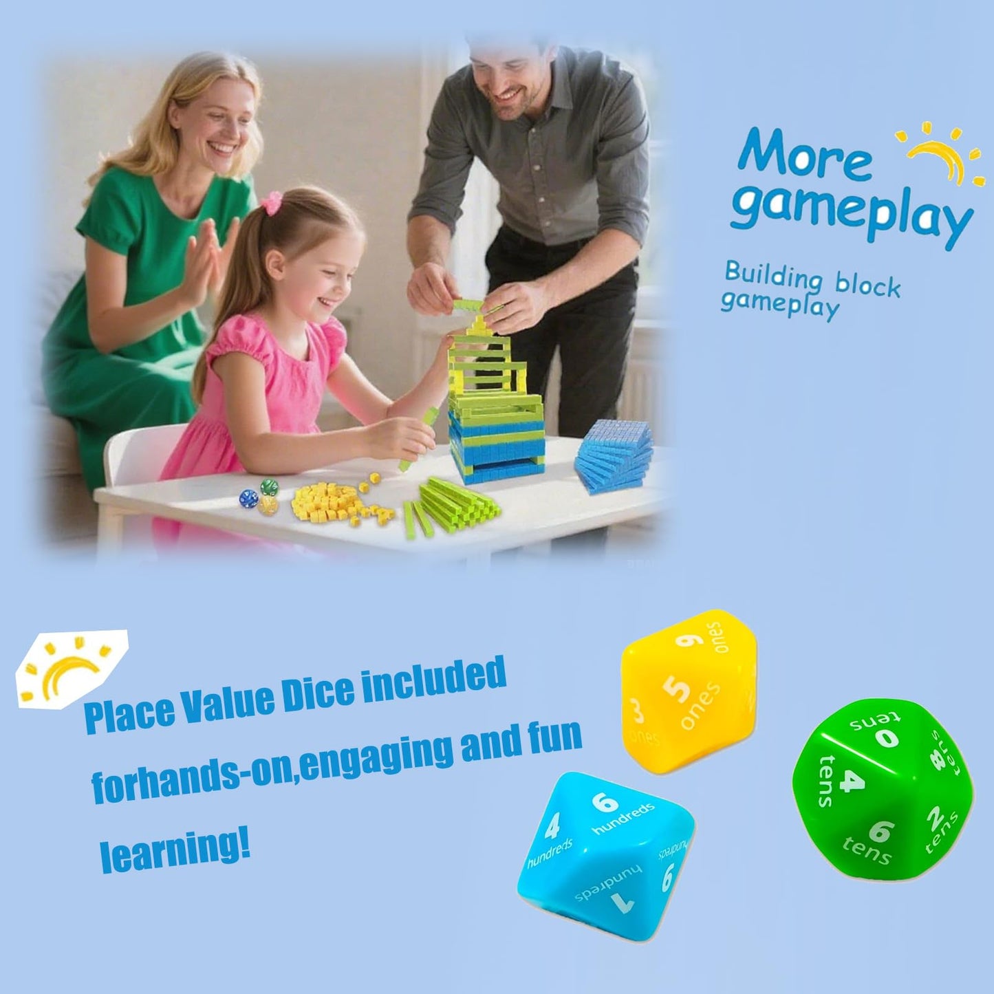 JUGGPENG Base Ten Blocks with Place Value Chart – 137 Pcs Math Manipulatives