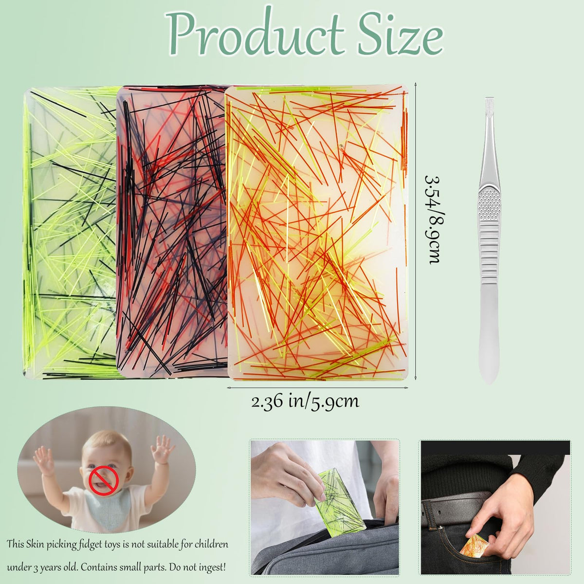 JUGGPENG 3 Pack Skin Picking Fidget Toys — Anxiety Relief & Discreet Pick Pads for Adults