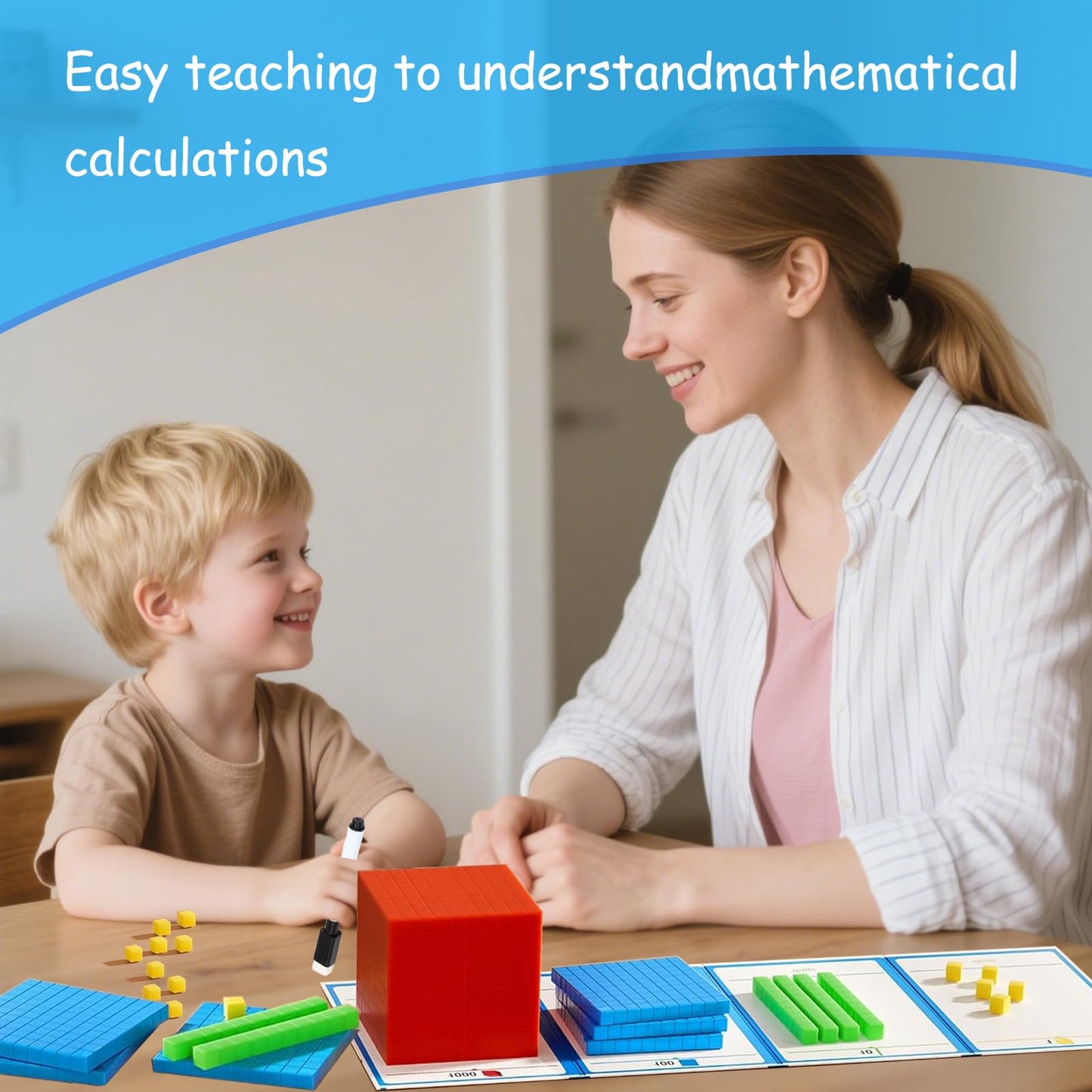 JUGGPENG Base Ten Blocks with Place Value Chart – 137 Pcs Math Manipulatives