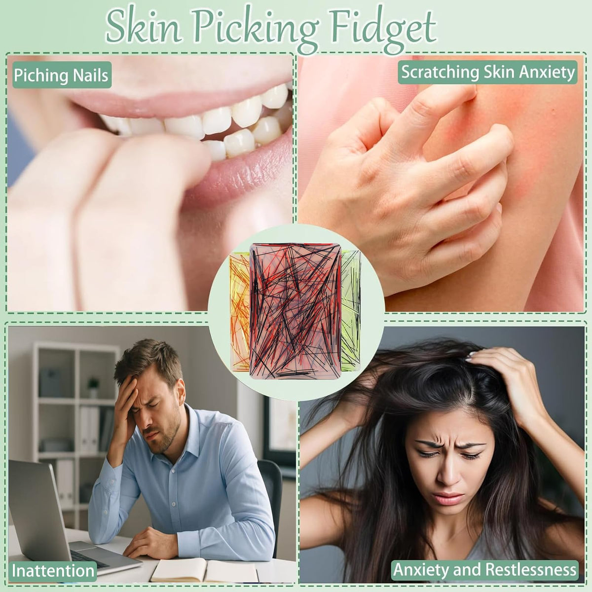 JUGGPENG 3 Pack Skin Picking Fidget Toys — Anxiety Relief & Discreet Pick Pads for Adults