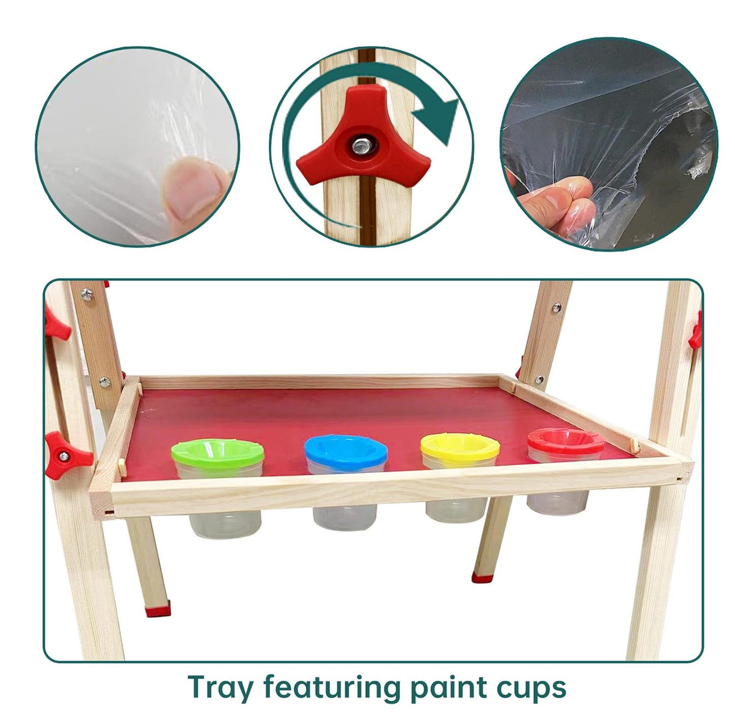 Juivin Double-Sided Magnetic Wood Art Easel for Kids | Adjustable Height Chalkboard & Board