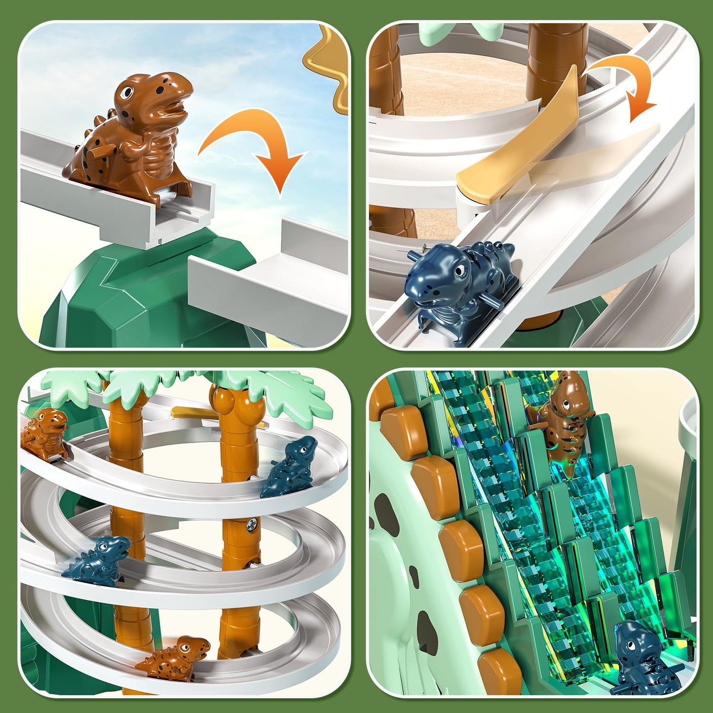 JUKUDAHU Dinosaur Climbing Slide Toy - Toddler Racing Track with Light and Music