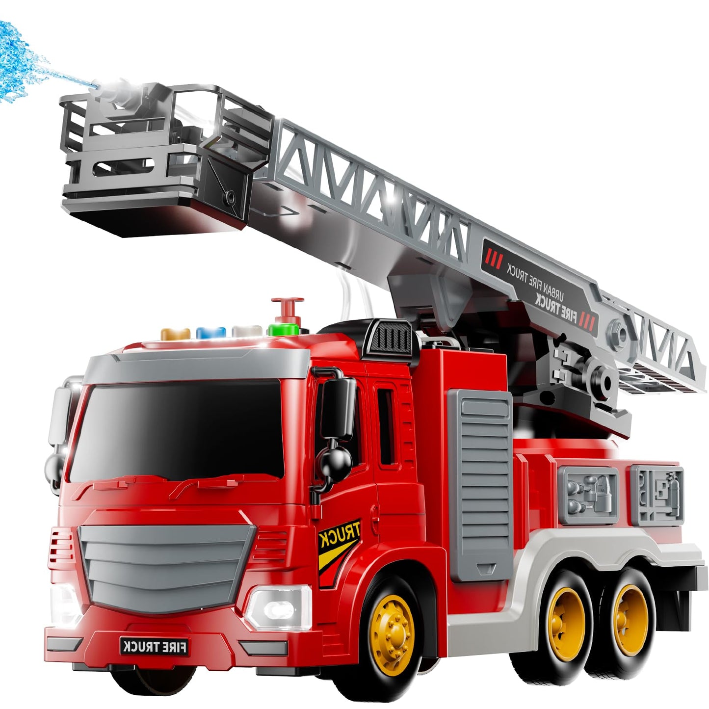 JUKUDAHU Fire Truck Toy for Kids 3-8 — Rotating Ladder, Sound & Light Playset