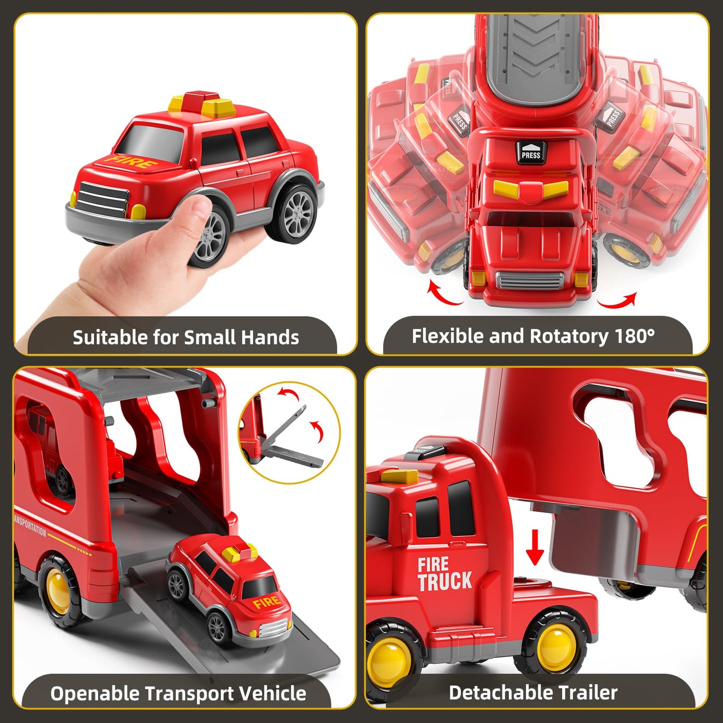 JUKUDAHU 7-in-1 Fire Truck Toy Set for 3–7 Year Olds – Sound, Light & Friction Action