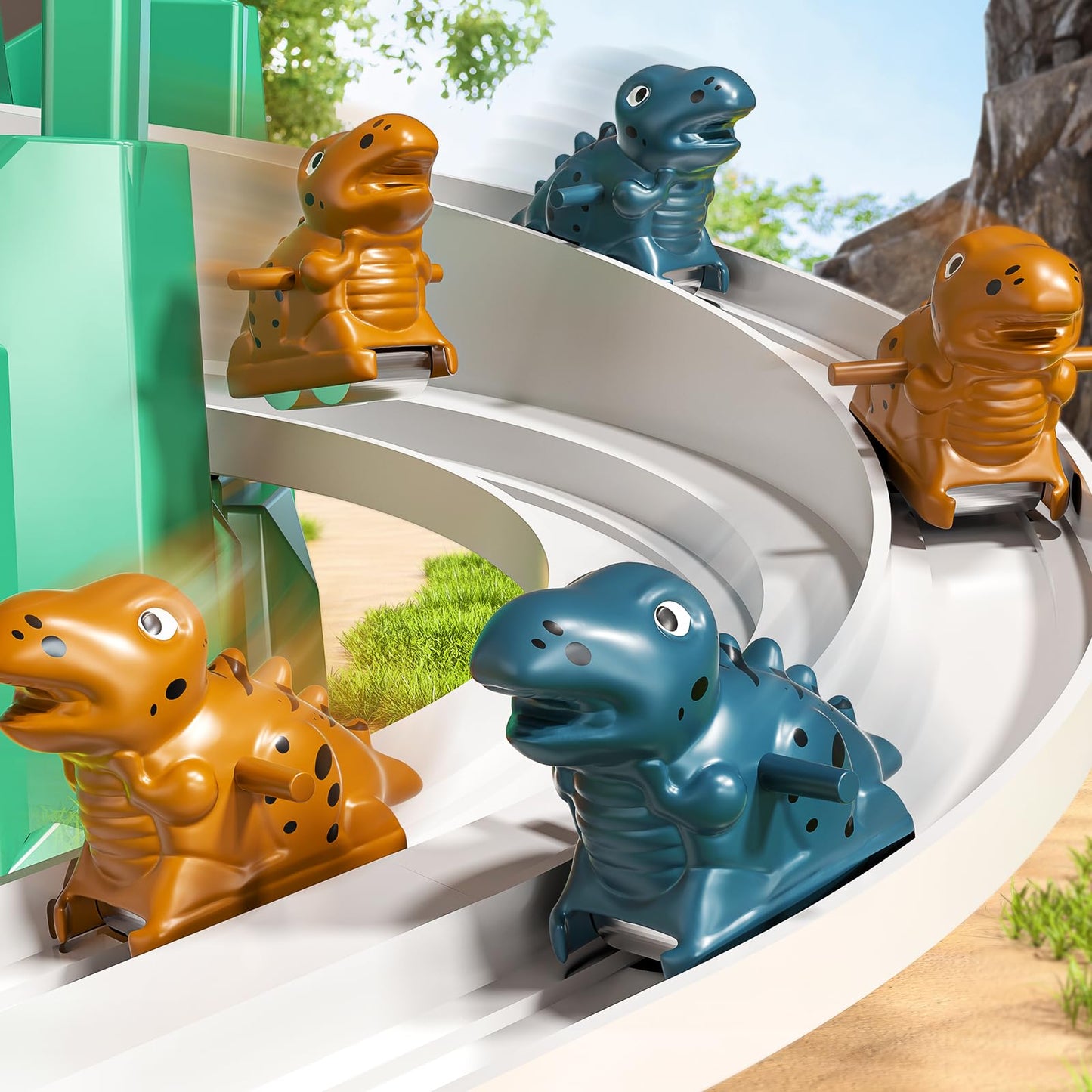 JUKUDAHU Dinosaur Climbing Slide Toy - Toddler Racing Track with Light and Music