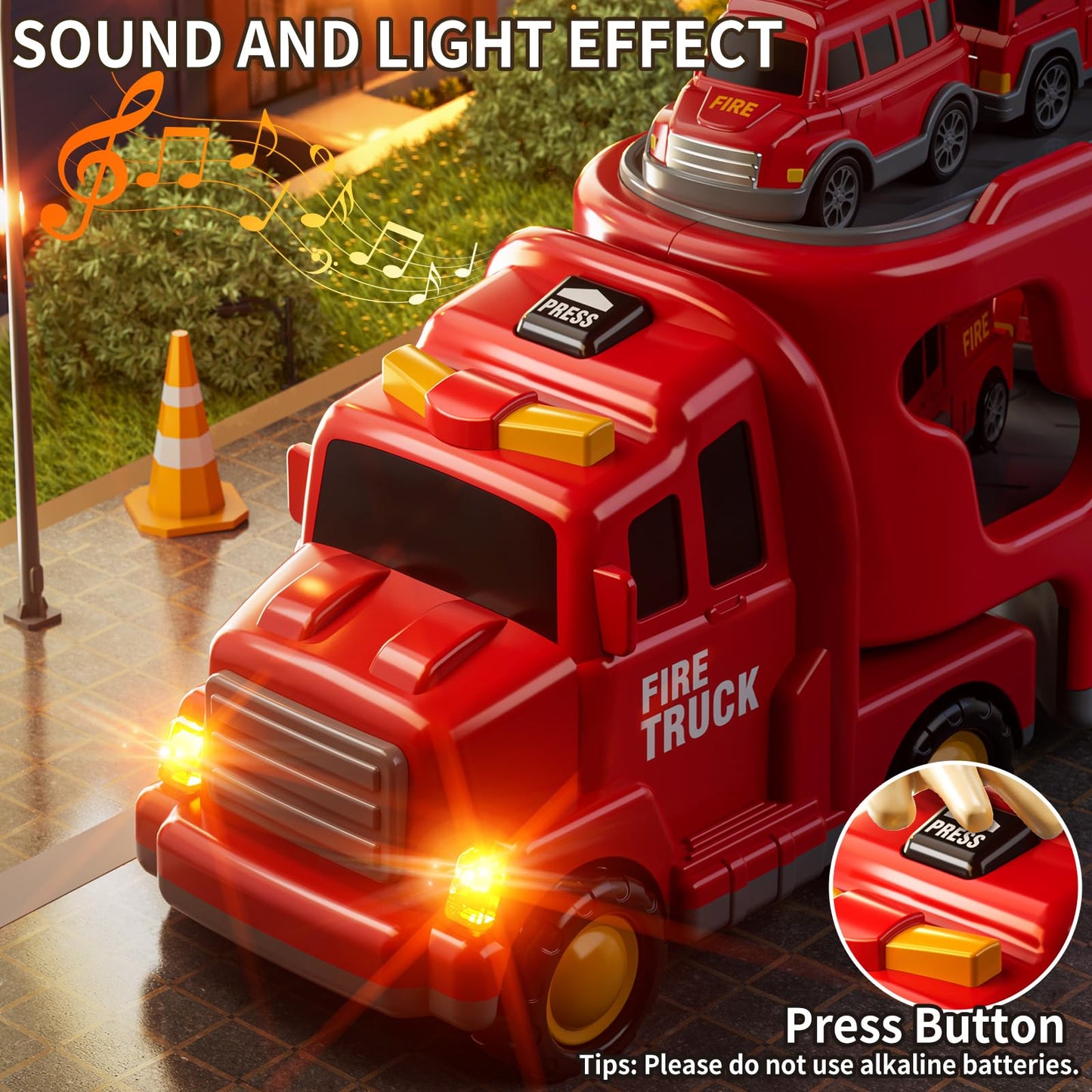 JUKUDAHU 7-in-1 Fire Truck Toy Set for 3–7 Year Olds – Sound, Light & Friction Action