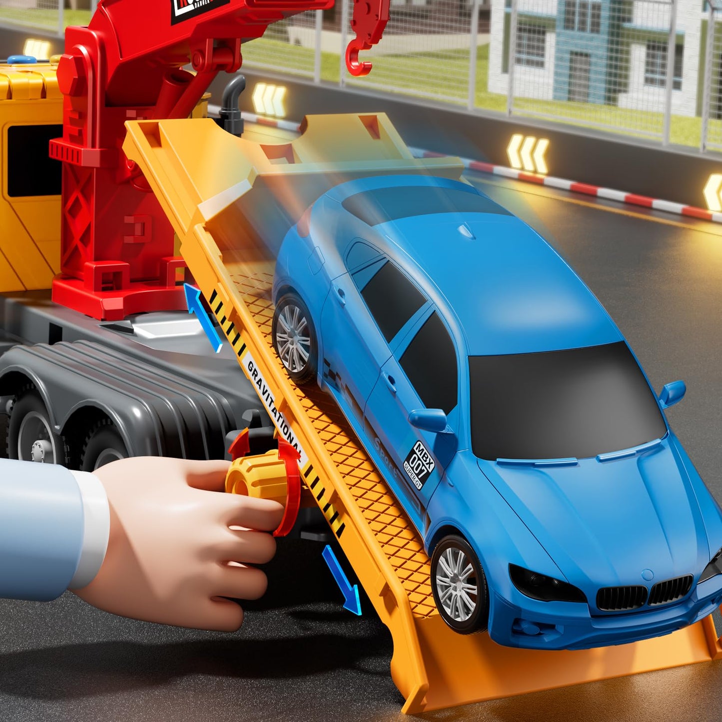 JUKUDAHU Kids Tow Truck Toy – Friction-Powered Crane with Lights & Sounds (Ages 3-5)