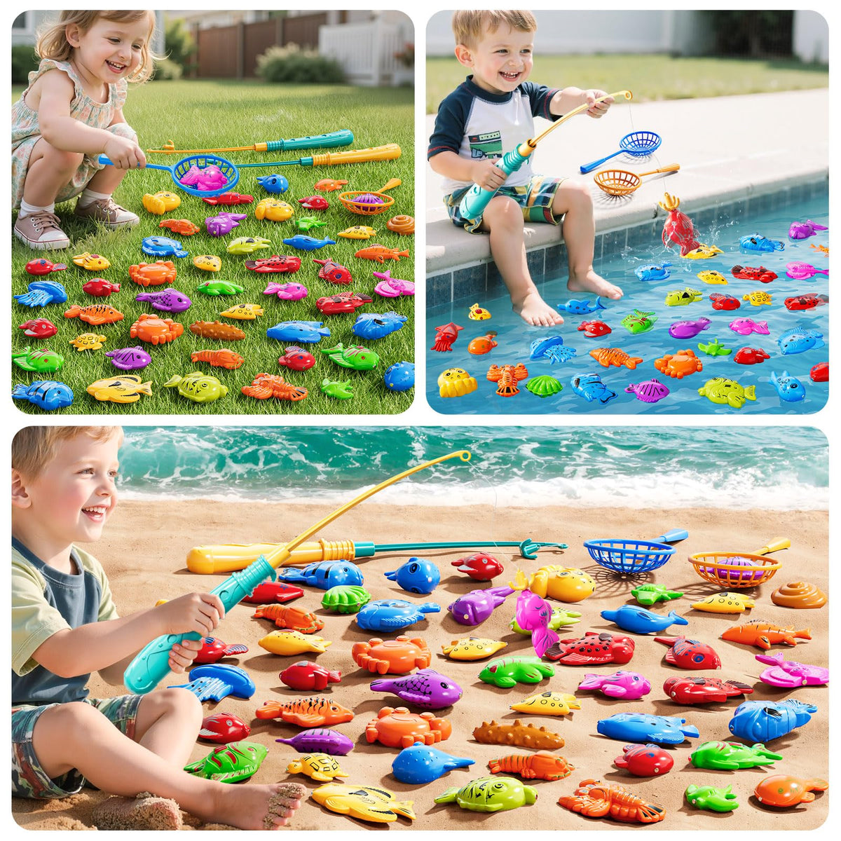 JUKUDAHU Magnet Fishing Game for Kids 3-8 – Pool, Bath & Outdoor Toy