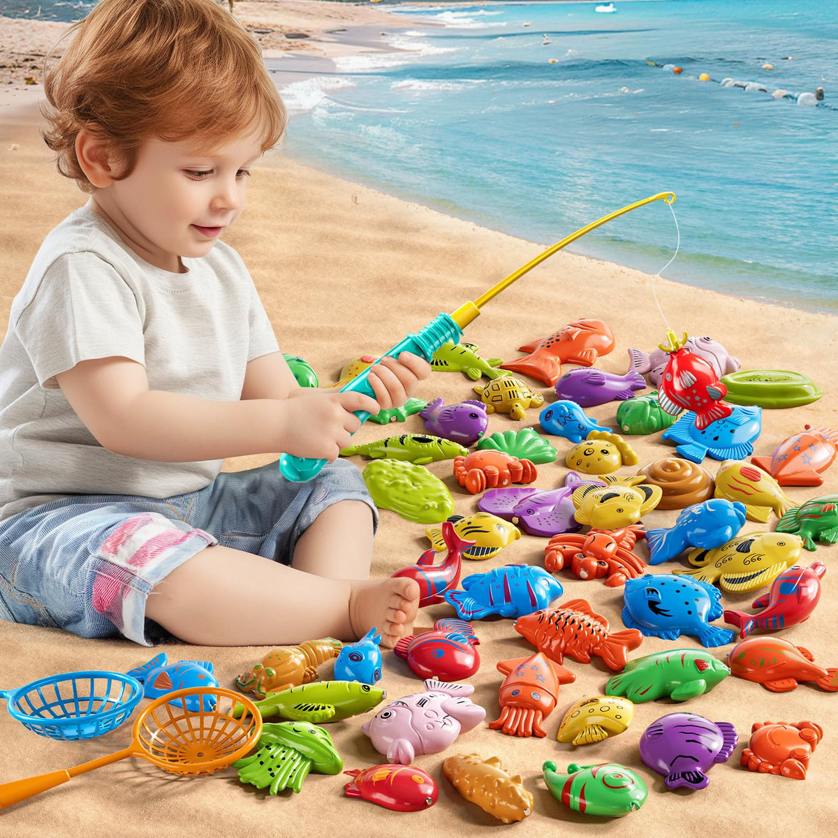 JUKUDAHU Magnet Fishing Game for Kids 3-8 – Pool, Bath & Outdoor Toy