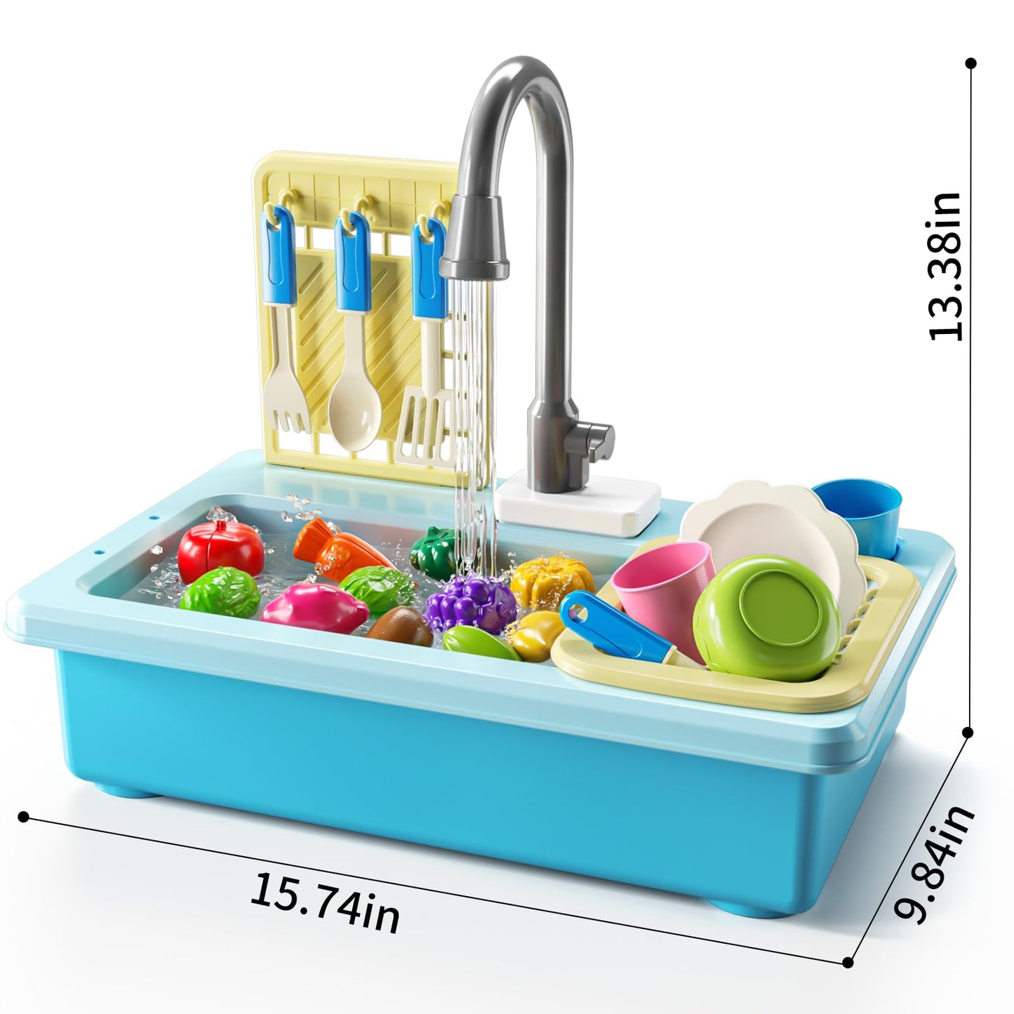 JUKUDAHU Play Sink with Running Water – Color-Changing Kitchen Toys for Kids Aged 3–8