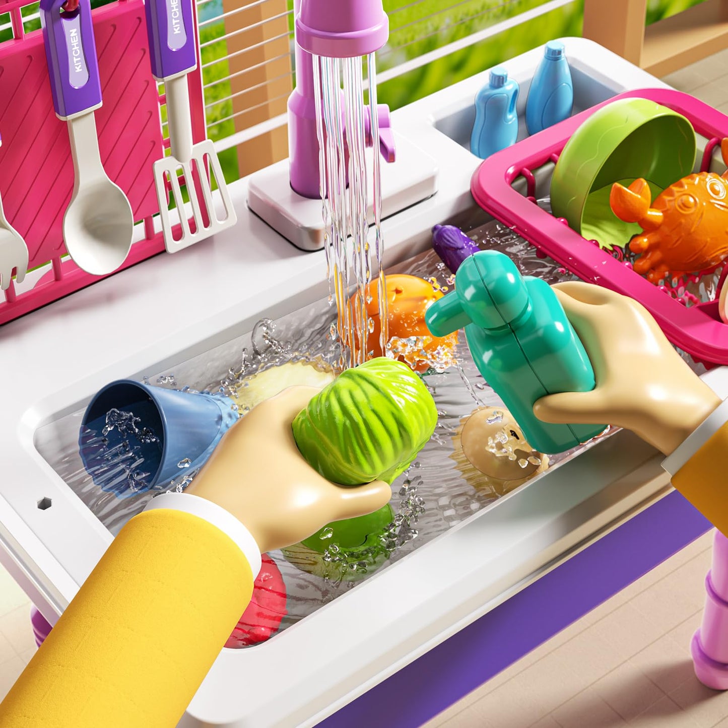 JUKUDAHU Play Sink with Running Water – Kids Kitchen Toy for Ages 3-8
