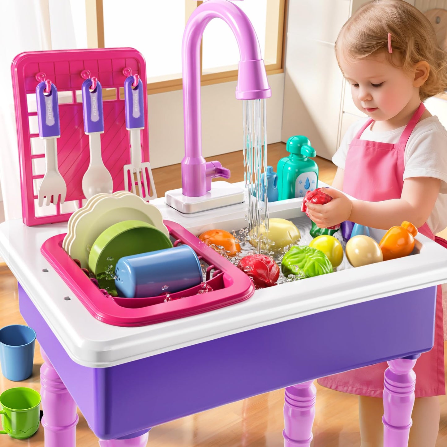 JUKUDAHU Play Sink with Running Water – Kids Kitchen Toy for Ages 3-8