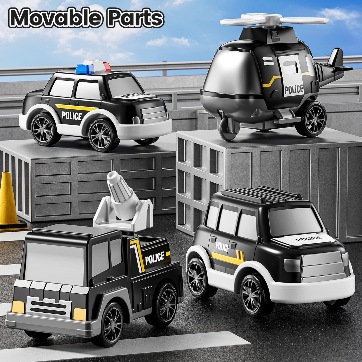 JUKUDAHU Police Truck Toy Set – 5-in-1 Carrier Vehicle for Ages 3-9