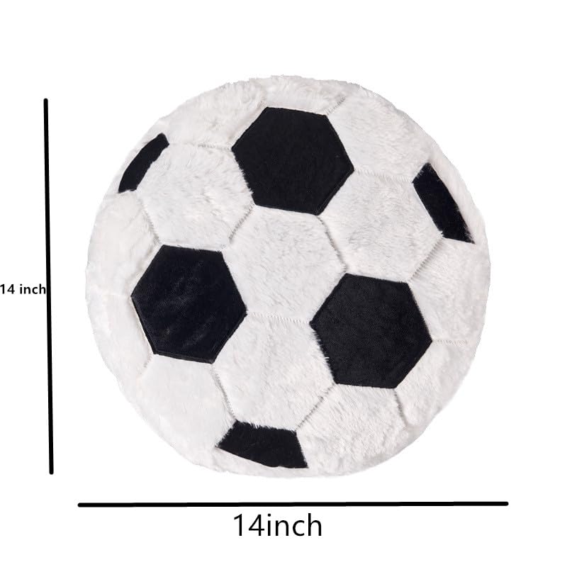 JULAN 14-Inch Fluffy Soccer Ball Plush Pillow | Soft Soccer Ball Toy & Decorative Cushion