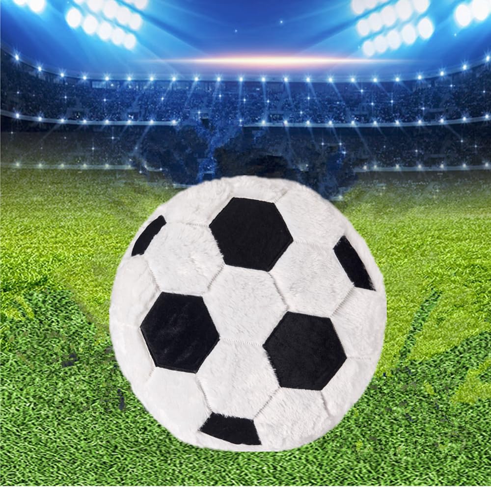 JULAN 14-Inch Fluffy Soccer Ball Plush Pillow | Soft Soccer Ball Toy & Decorative Cushion