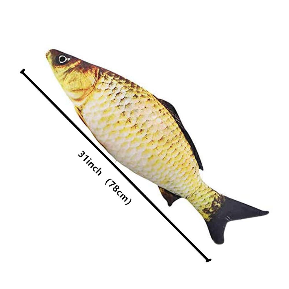 JULAN 3D Giant Soft Fish Cushion Pillow – 31in Carp Plush for Home, Car, and Kids