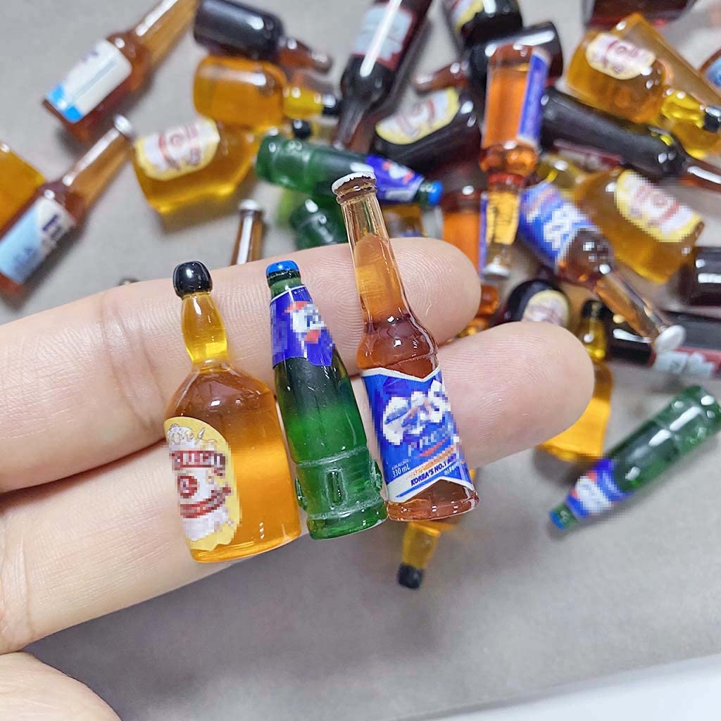 Juland 40PCS Miniature Drink Bottles Set for Dollhouse | Resin Mini Bar & Kitchen Decor